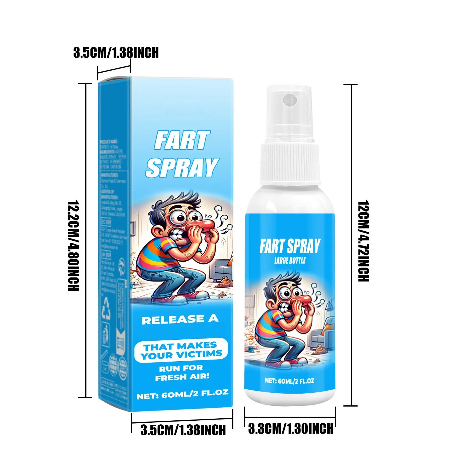 60ml Fart Spray Prank Joke Plastic Fart Gag Spray Party Supplies Spoof Odor Spray for Adults Kids Non Toxic Halloween Funny Toys