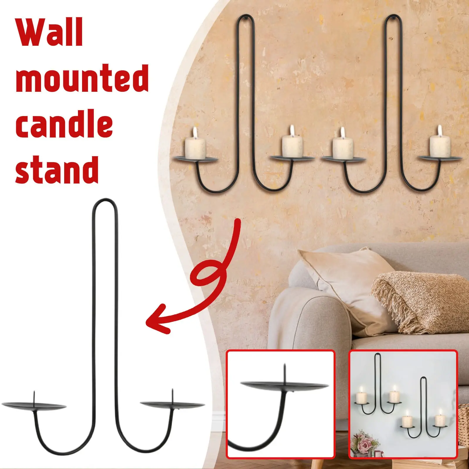Iron Candle Holder Libra Style Wall Hanging Candle Sconce Decorative Candle Tray For Living Room Dining Room Home Decor