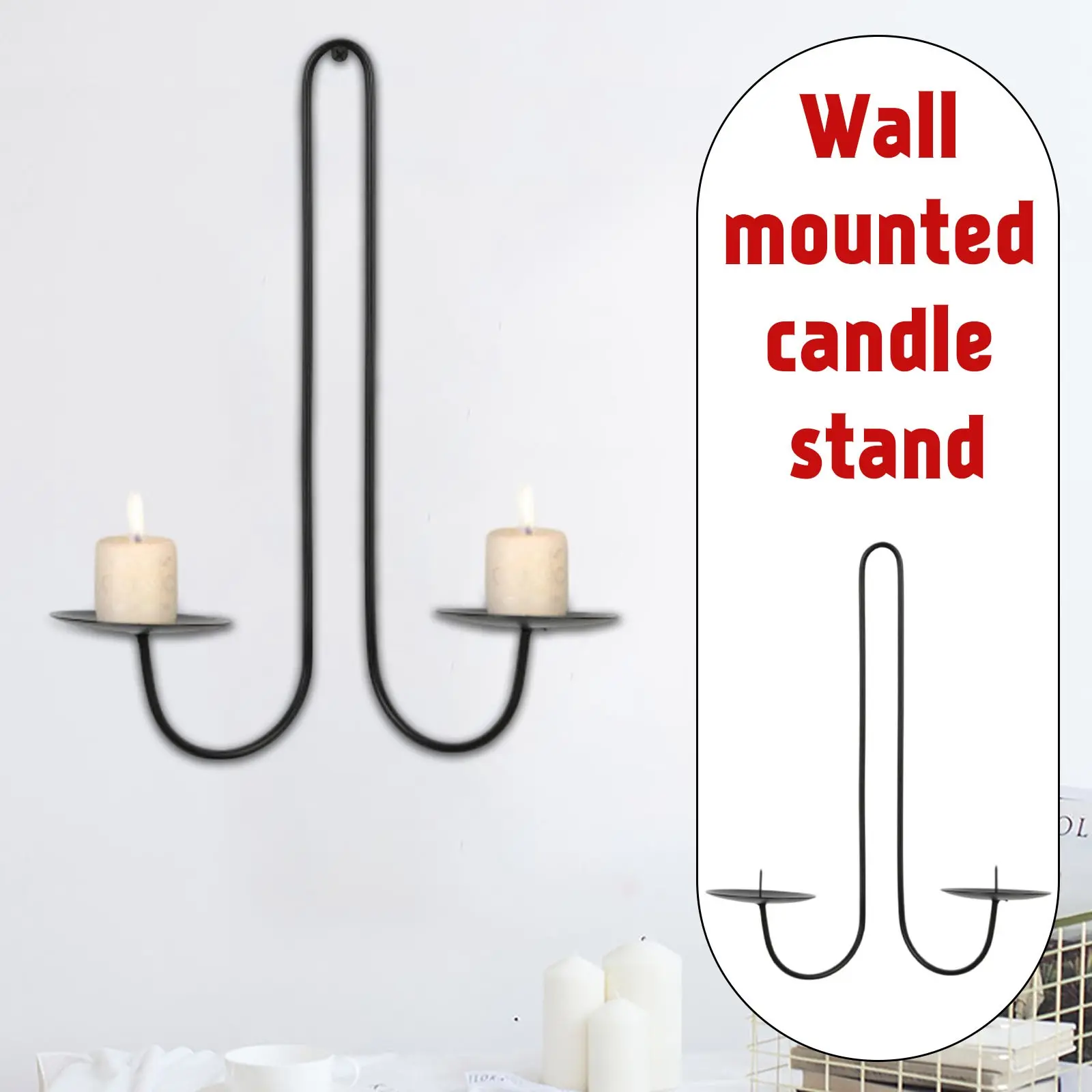 Iron Candle Holder Libra Style Wall Hanging Candle Sconce Decorative Candle Tray For Living Room Dining Room Home Decor