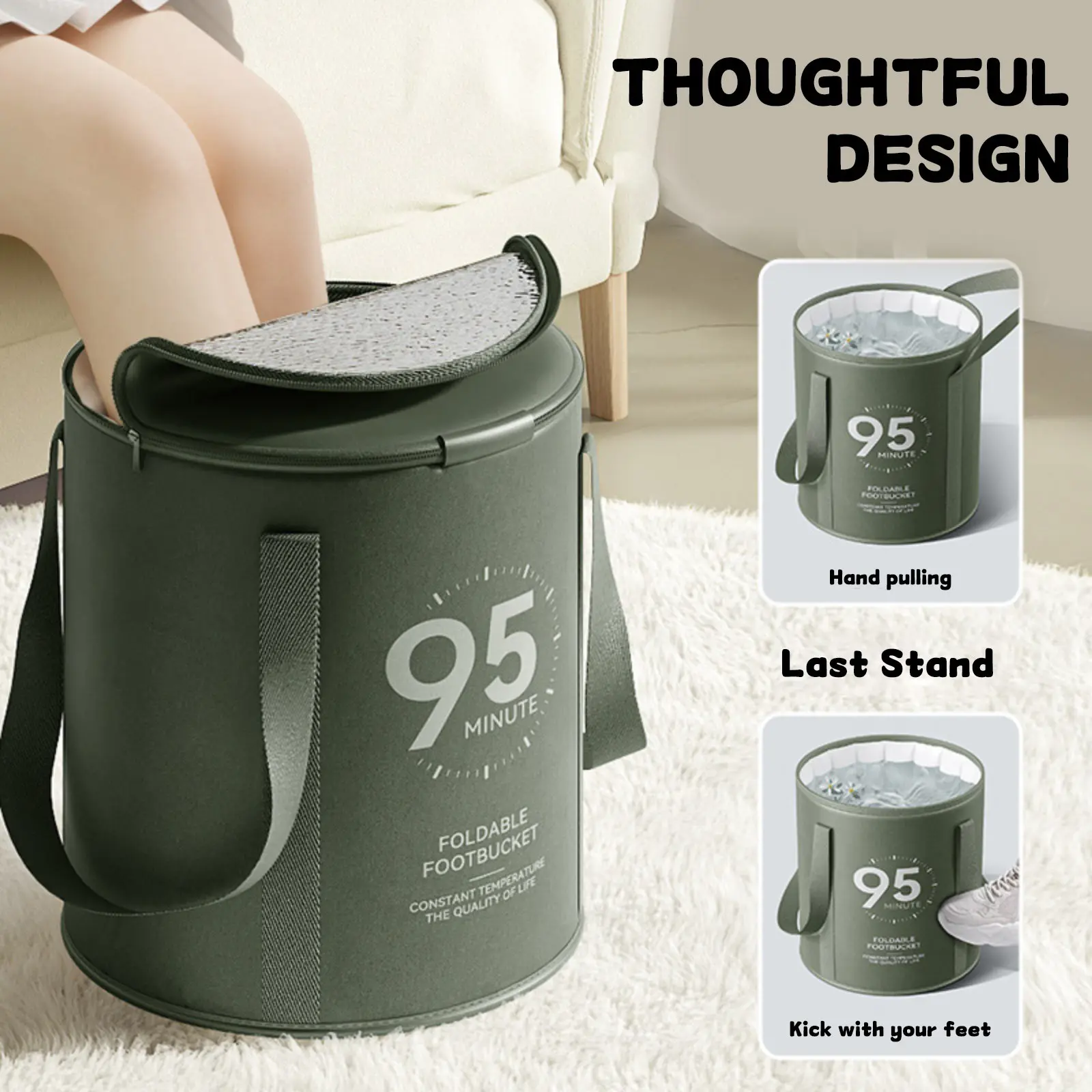 1Pcs Portable Folding Foot Bath Bucket Foldable Foot Bath Bag Foot Basin Outdoor Portable Foot Basin Insulated Foot Bath Bucket