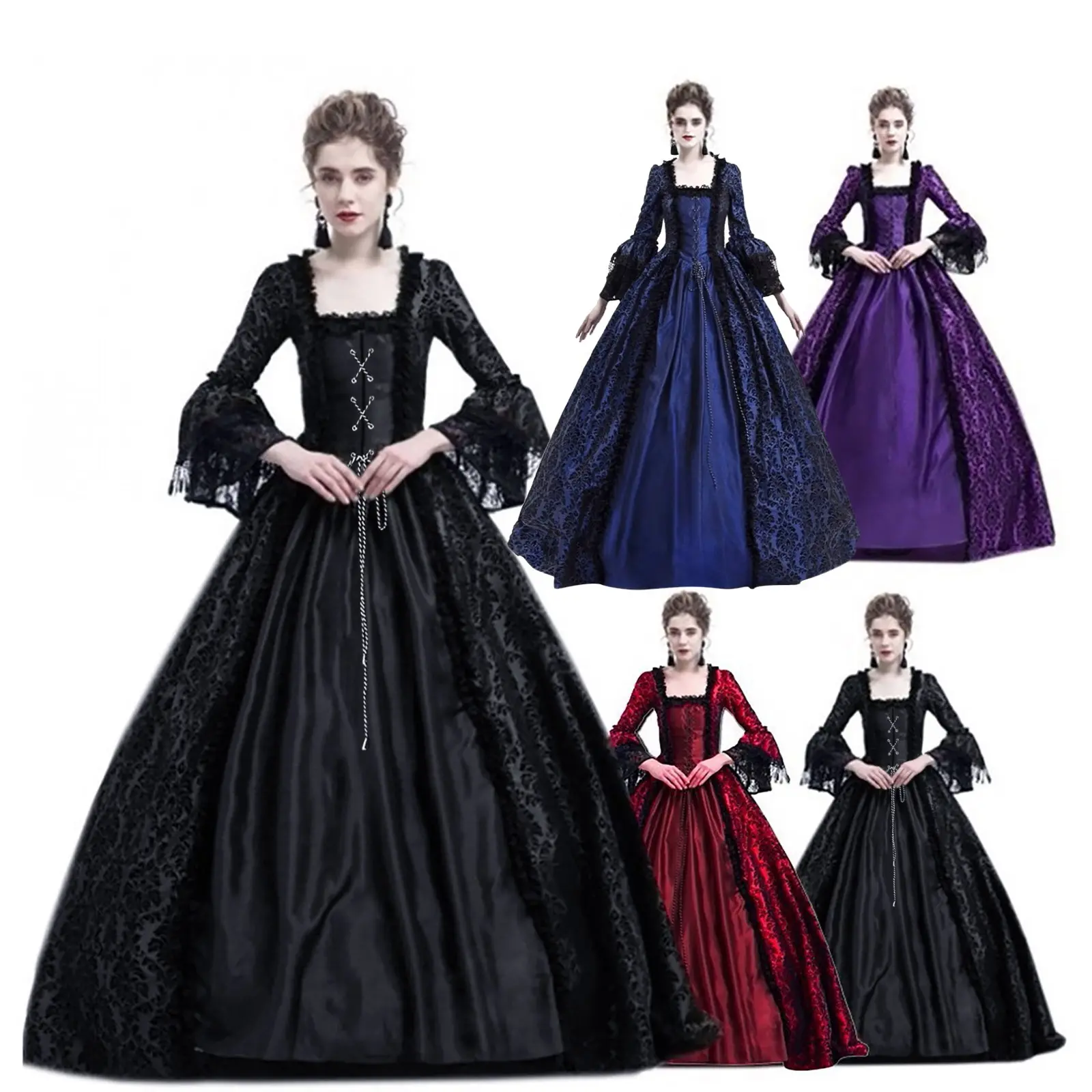 Halloween costume for adult women Medieval Cosplay Costumes Vintage Gothic Halloween suit 할로윈 코스튬 disfraz halloween para mujer