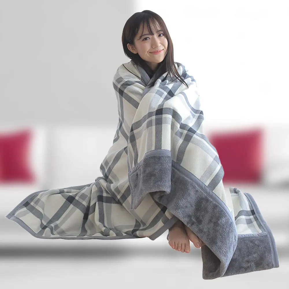 Thick Plaid Blanket Warm Winter Wearable Blanket Adults Office Travel Soft Fleece Throw Blankets With Button Home Shawl