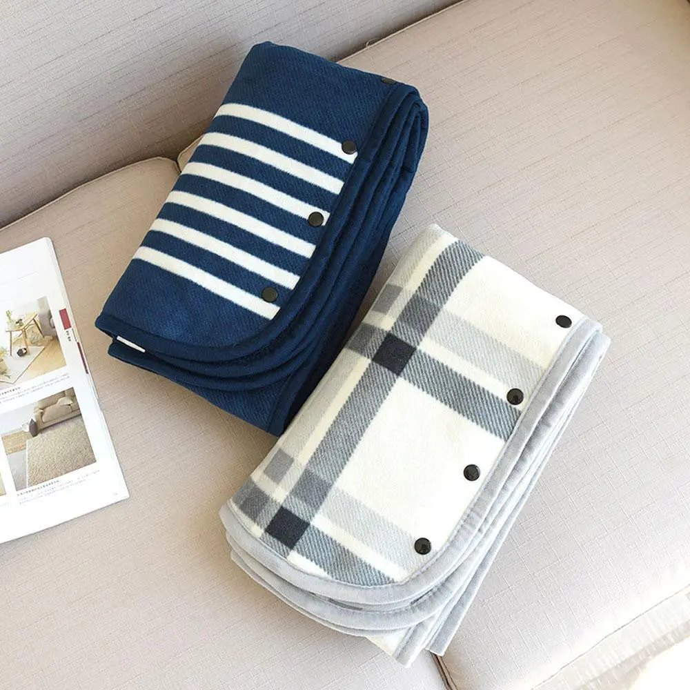 Thick Plaid Blanket Warm Winter Wearable Blanket Adults Office Travel Soft Fleece Throw Blankets With Button Home Shawl