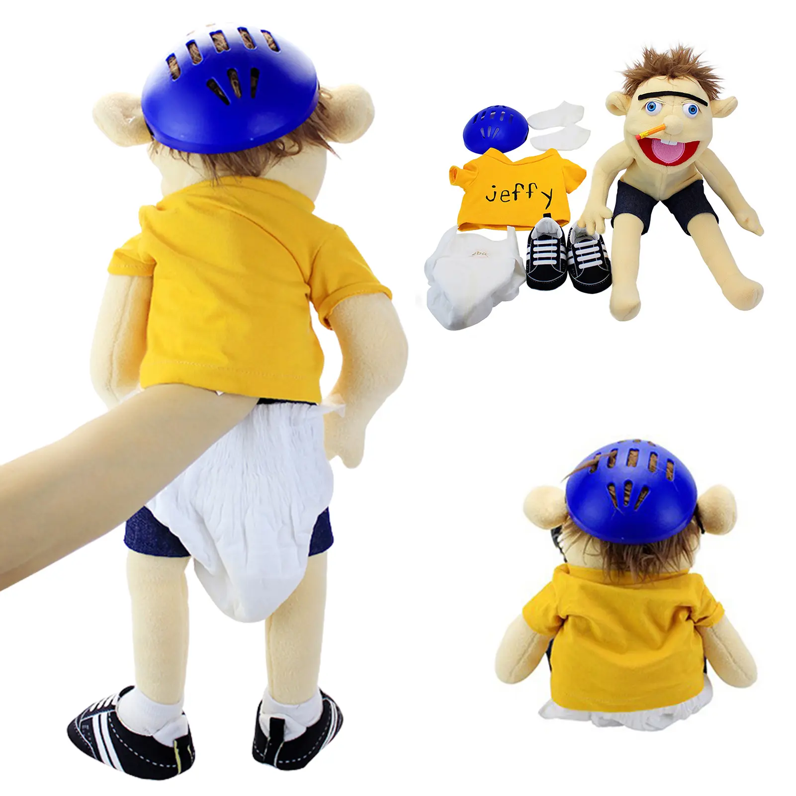 60cm Jeffy Hand Puppet Plush Children Soft Doll Talk Show Party Props Christmas Doll Plush Toys Puppet Kids Gift