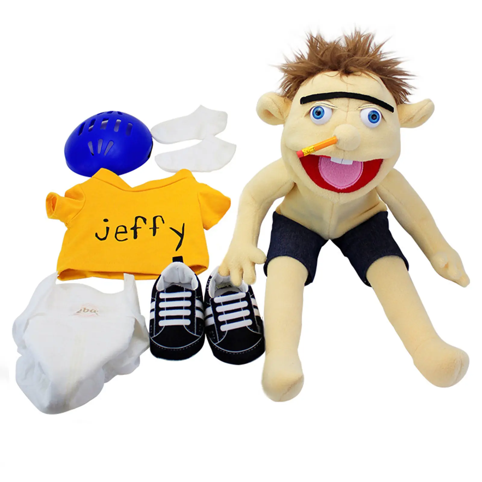 60cm Jeffy Hand Puppet Plush Children Soft Doll Talk Show Party Props Christmas Doll Plush Toys Puppet Kids Gift