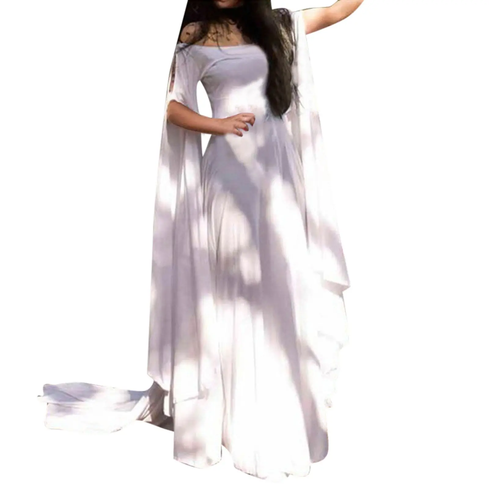 Women Halloween Dress Retro Cosplay Vintage Party Club Elegante Solid Off Shoulder Dress Maxi Funny Halloween Elf Dress