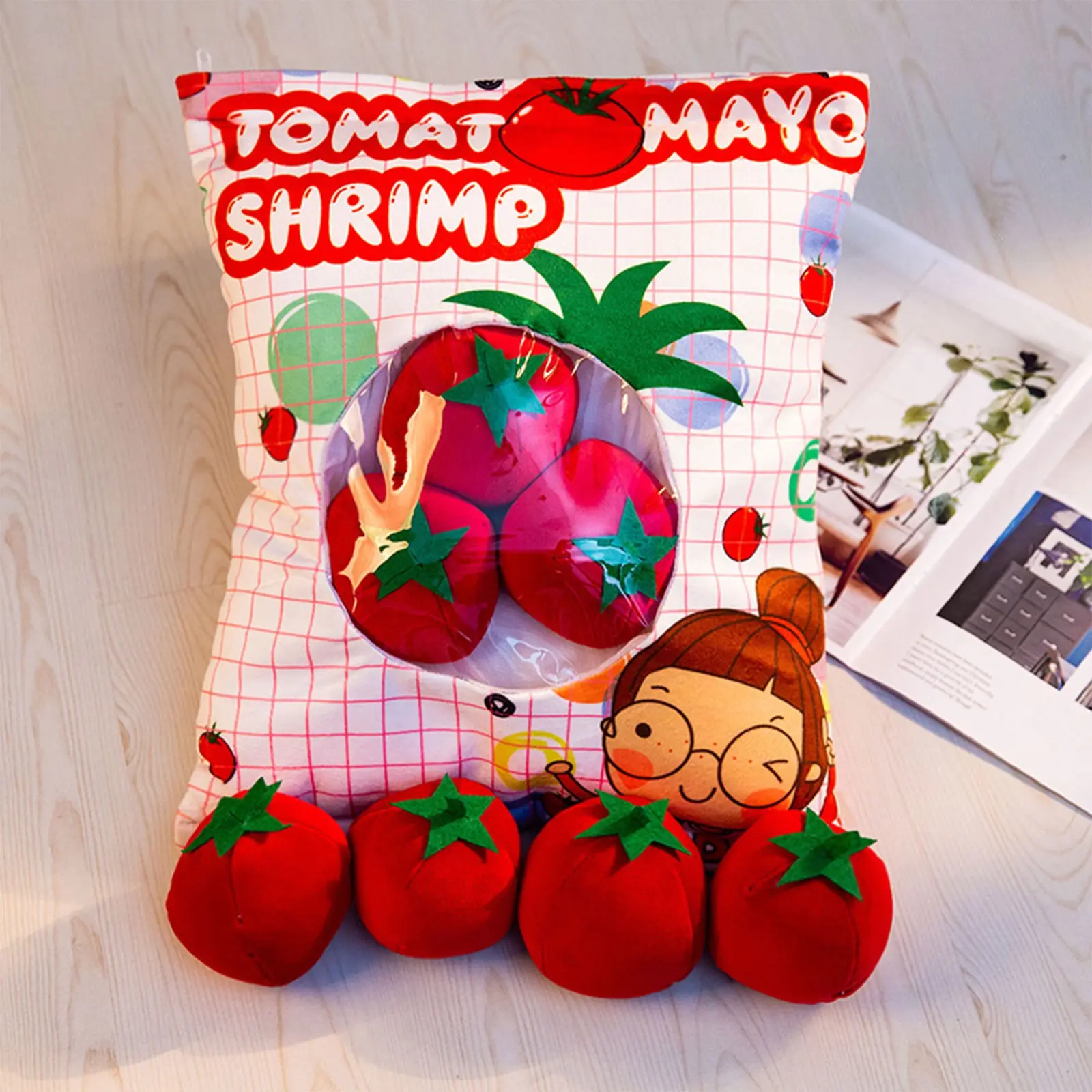 Cartoon A Bag Of Snacks Doll Throw Pillow Internet Celebrity Ins Snack Bag Plush Toy Creative Office Pillow Lovely Holiday Gifts