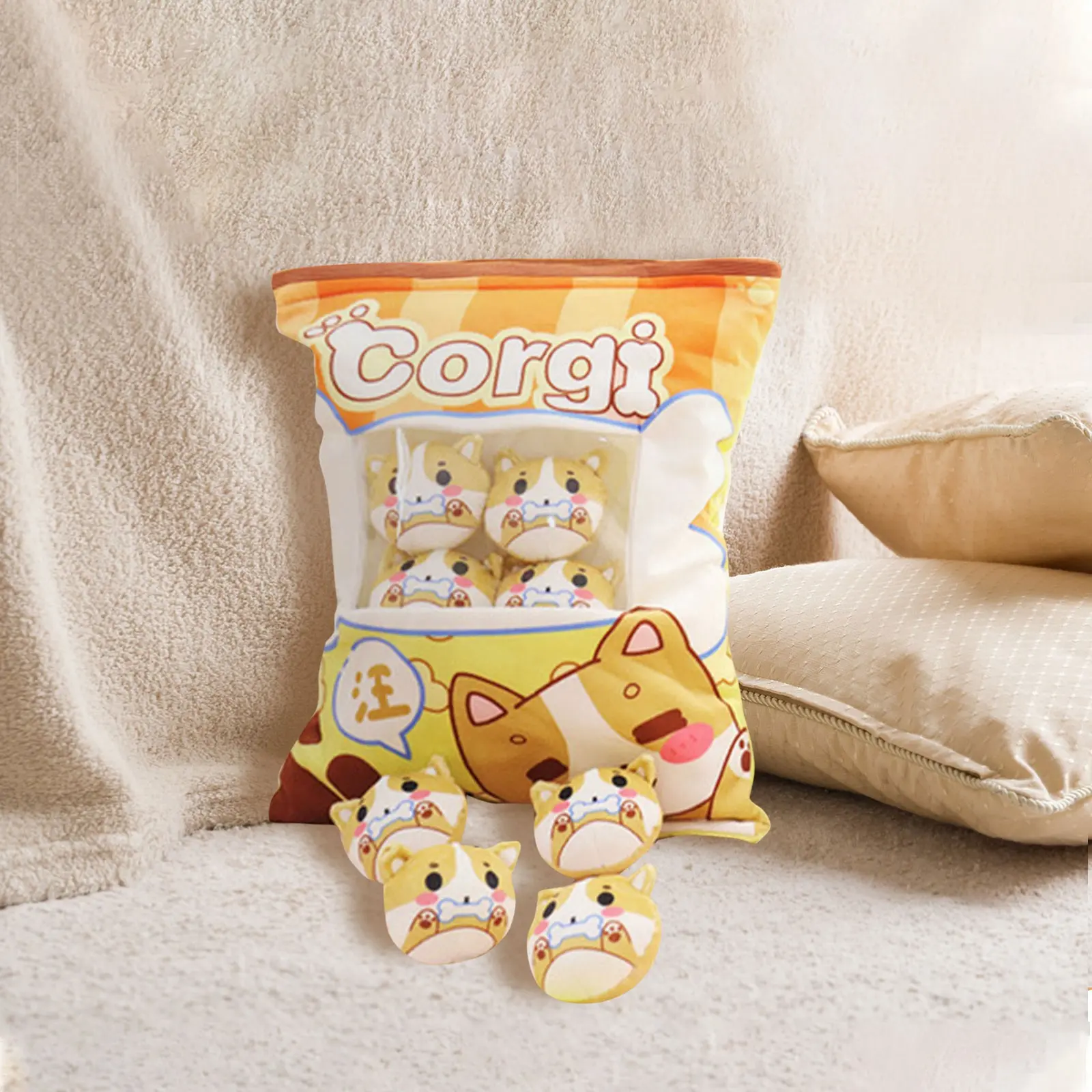 Cartoon A Bag Of Snacks Doll Throw Pillow Internet Celebrity Ins Snack Bag Plush Toy Creative Office Pillow Lovely Holiday Gifts