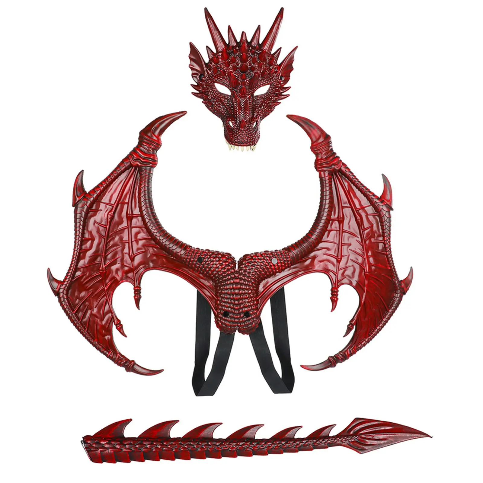 Adult Boy and Girl Kids Halloween Decoration Carnival Party Animal Costume Dragon Cosplay Masquerade Face Mask and Wings