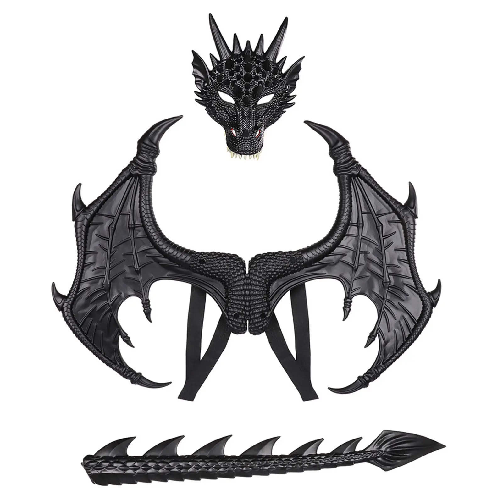 Adult Boy and Girl Kids Halloween Decoration Carnival Party Animal Costume Dragon Cosplay Masquerade Face Mask and Wings