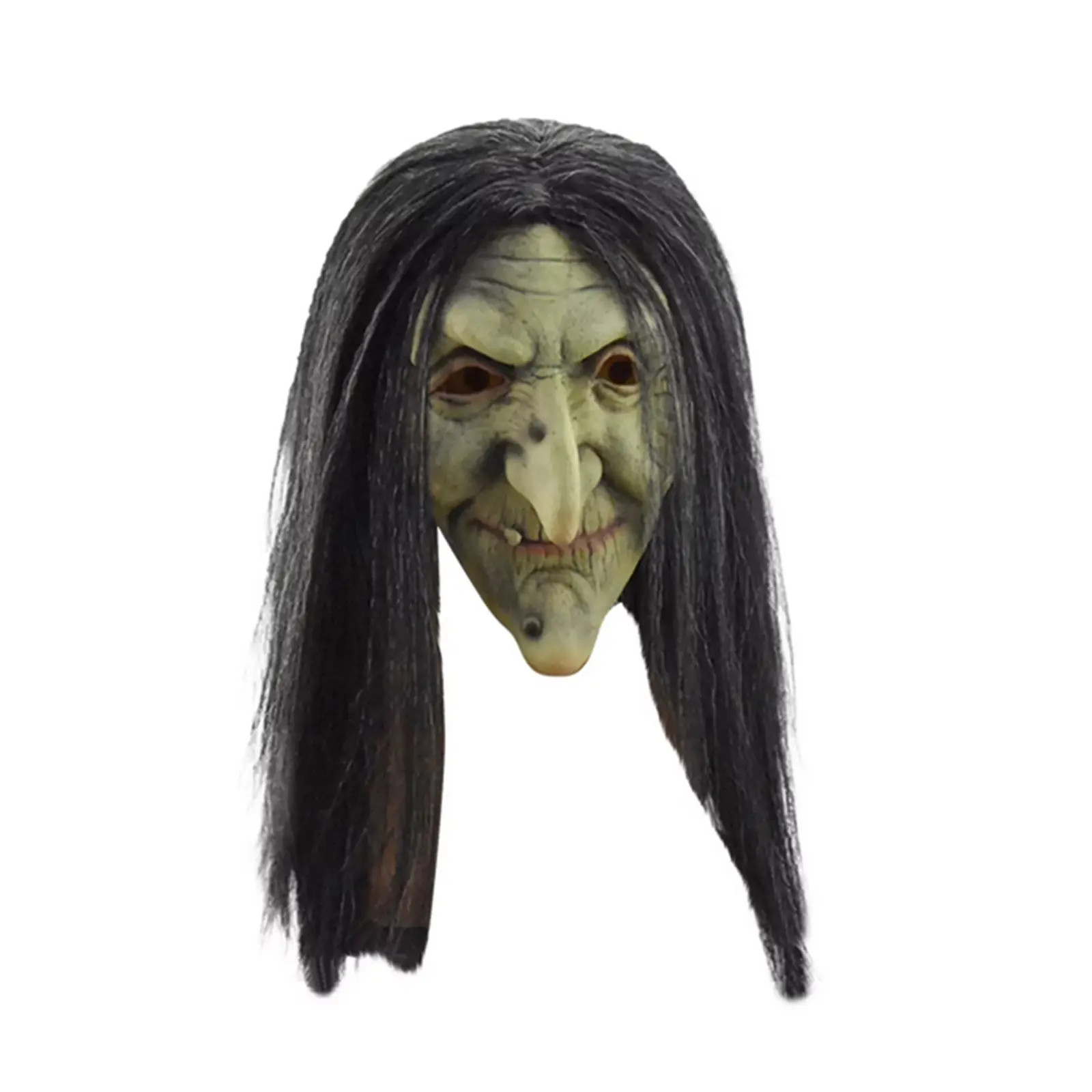 Scary Old Witch Mask Latex with Hair Halloween Fancy Dress Grimace Party Costume Cosplay Masks Props Adult One size