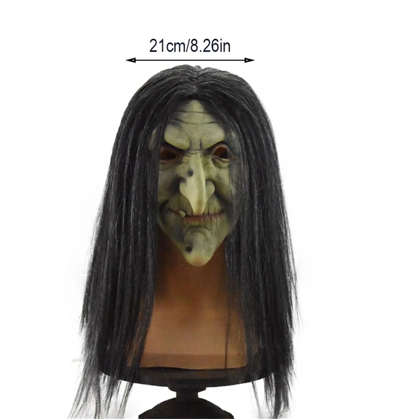 Scary Old Witch Mask Latex with Hair Halloween Fancy Dress Grimace Party Costume Cosplay Masks Props Adult One size