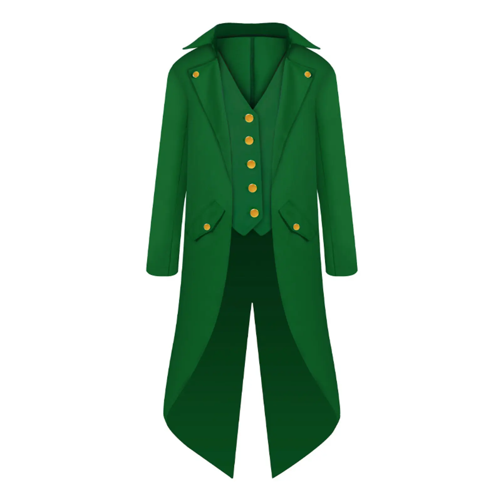 Boy's Retro Tailcoat Suit Jacket Gothic Steampunk Long Jacket Victorian Frock Coat Cosplay Male Single Breasted Swallow Uniform