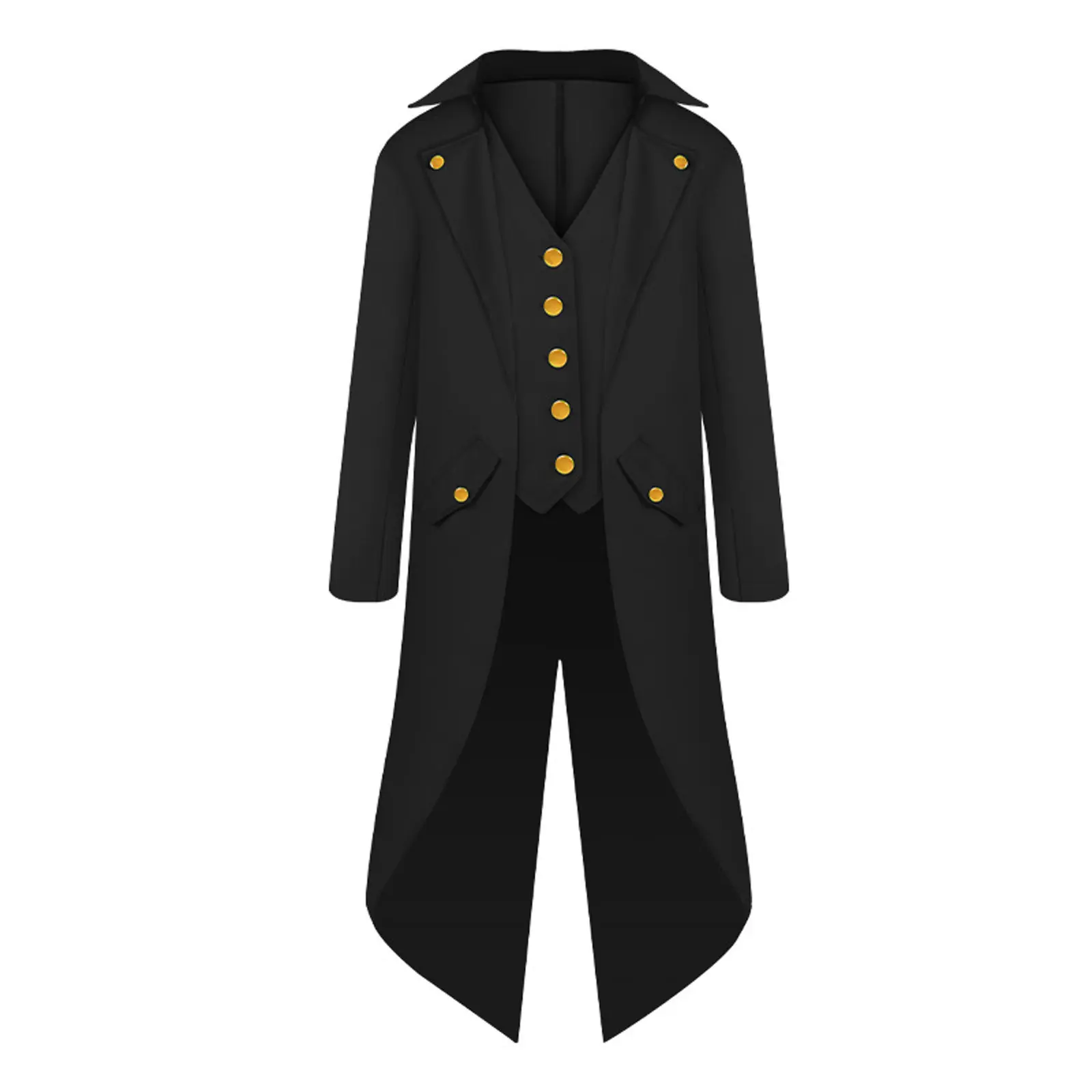 Boy's Retro Tailcoat Suit Jacket Gothic Steampunk Long Jacket Victorian Frock Coat Cosplay Male Single Breasted Swallow Uniform