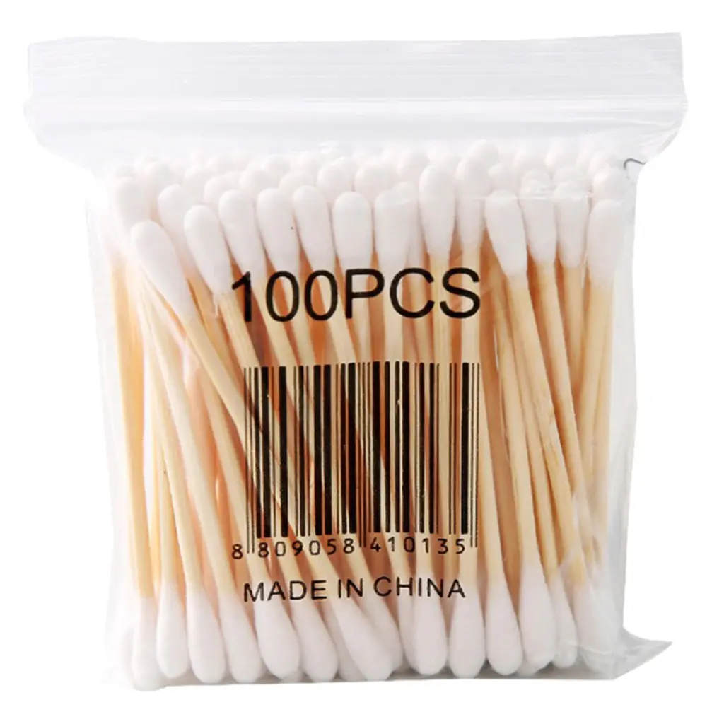 500pcs Double Head Wood Cotton Swab Nose Ears Cleaning Women Makeup Tools Lipstik Cotton Buds Tip Sticks Bastoncillos Oidos