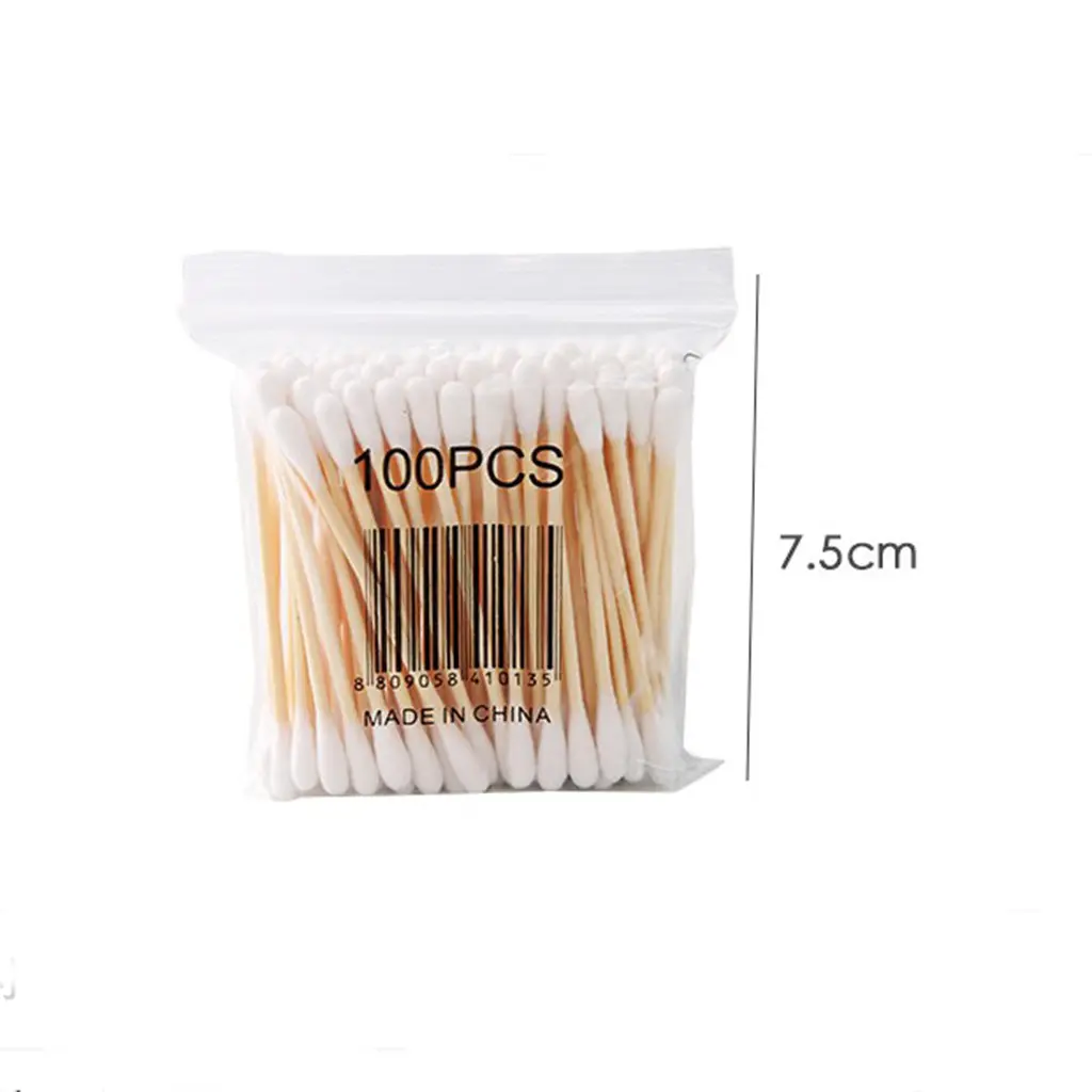 500pcs Double Head Wood Cotton Swab Nose Ears Cleaning Women Makeup Tools Lipstik Cotton Buds Tip Sticks Bastoncillos Oidos