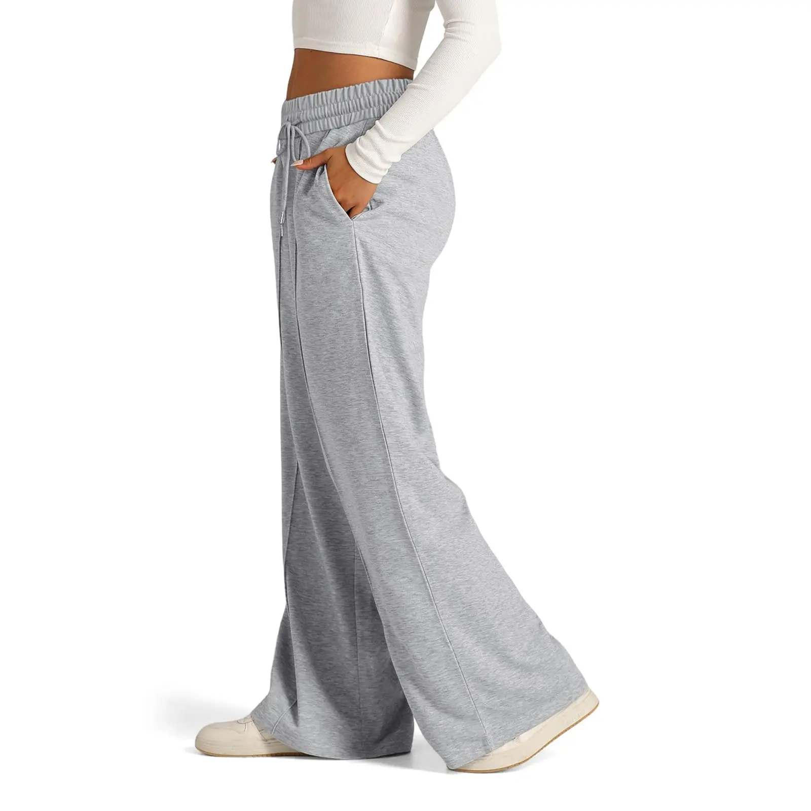 Wide Leg Pants For Women’S Fleece Lined Sweatpants Straight Pants Bottom All-Math Plain Fitness Joggers Pants Travel Basic