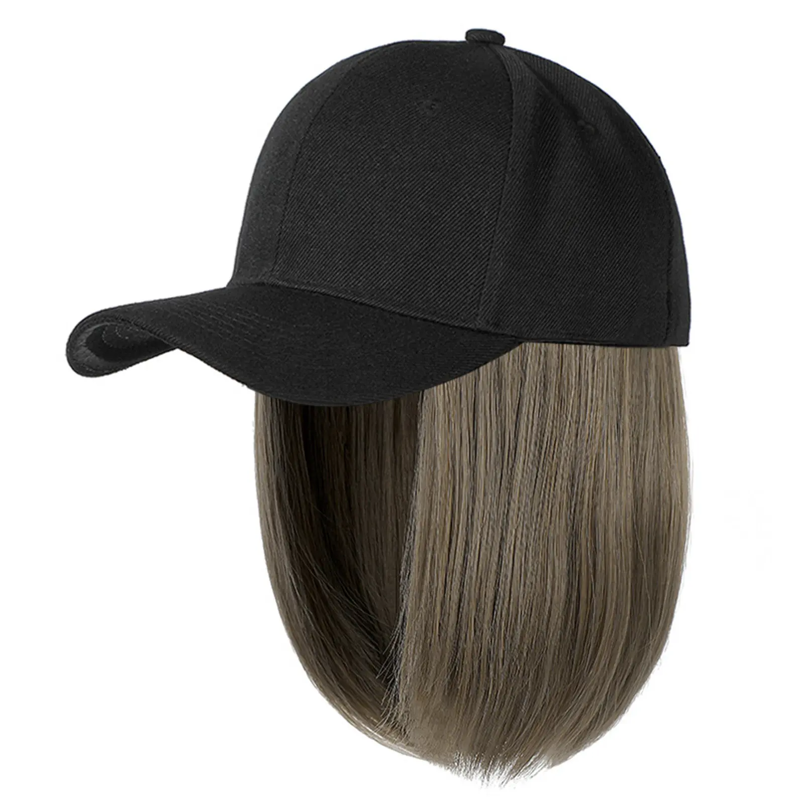 Synthetic Baseball Wig Bob Wig Black Hat Wigs Cap With Hair Naturally Connect Bob Hair Baseball Cap Adjustable