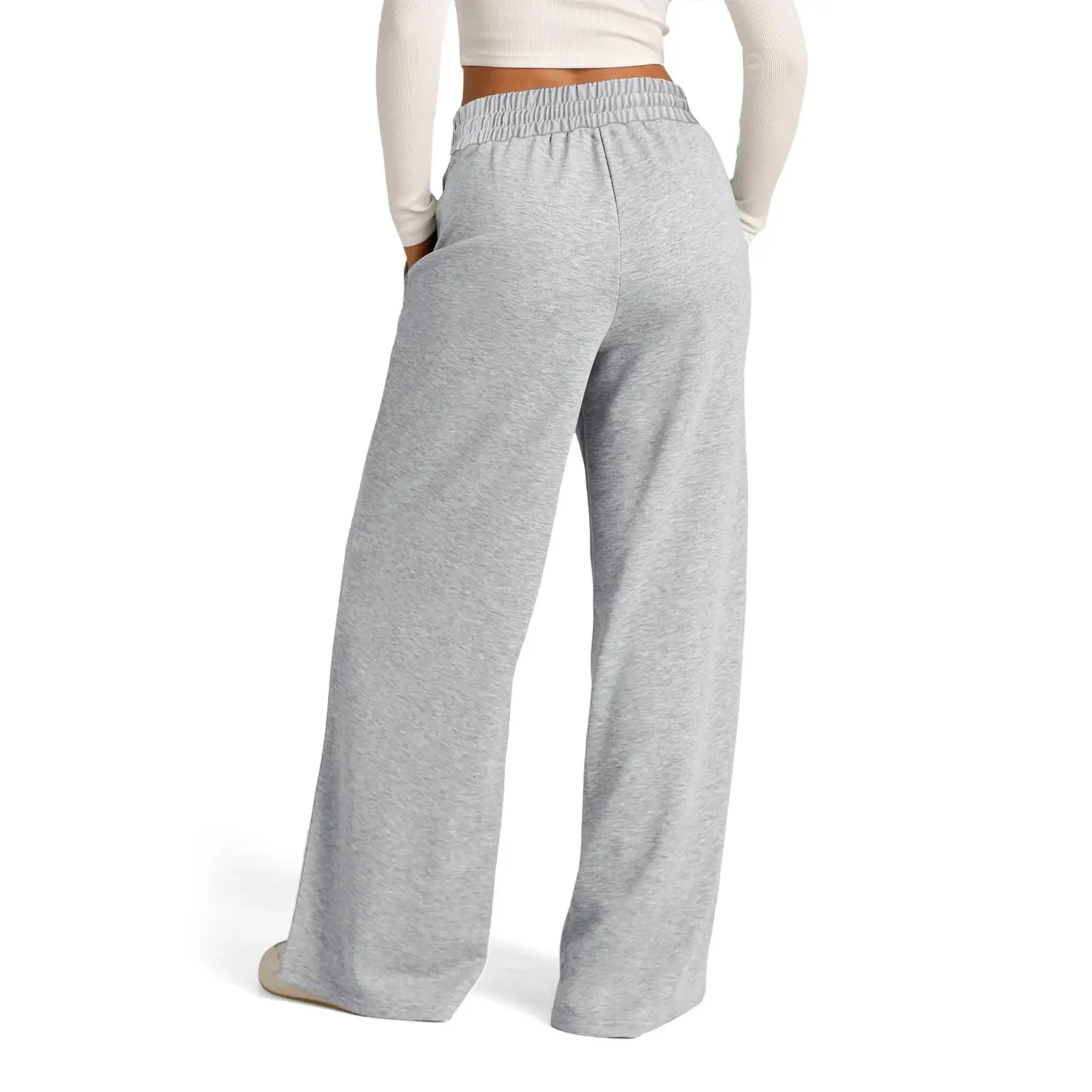 Wide Leg Pants For Women’S Fleece Lined Sweatpants Straight Pants Bottom All-Math Plain Fitness Joggers Pants Travel Basic