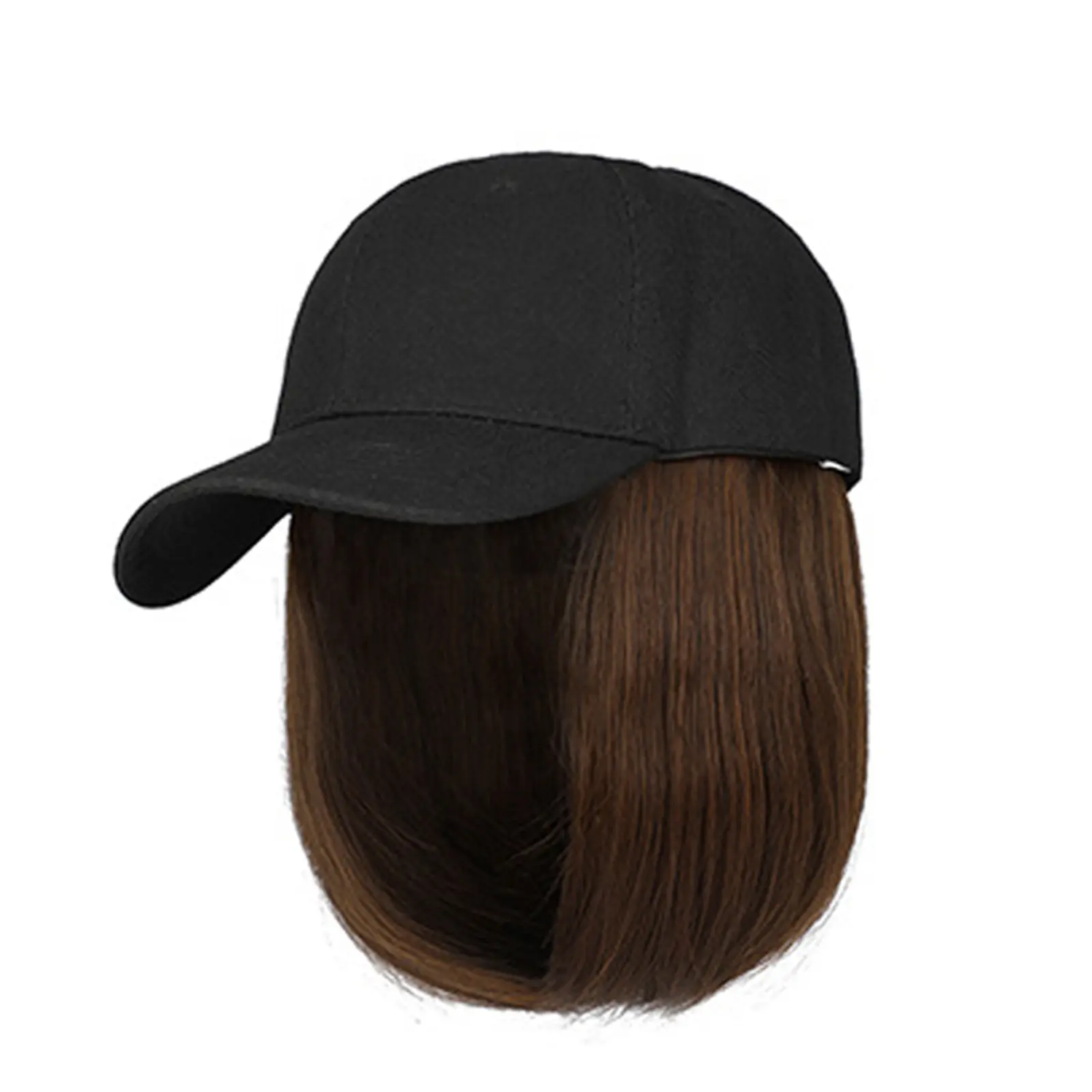 Synthetic Baseball Wig Bob Wig Black Hat Wigs Cap With Hair Naturally Connect Bob Hair Baseball Cap Adjustable