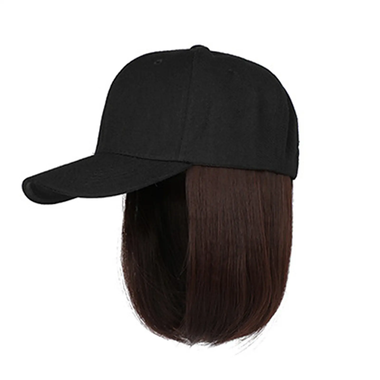 Synthetic Baseball Wig Bob Wig Black Hat Wigs Cap With Hair Naturally Connect Bob Hair Baseball Cap Adjustable