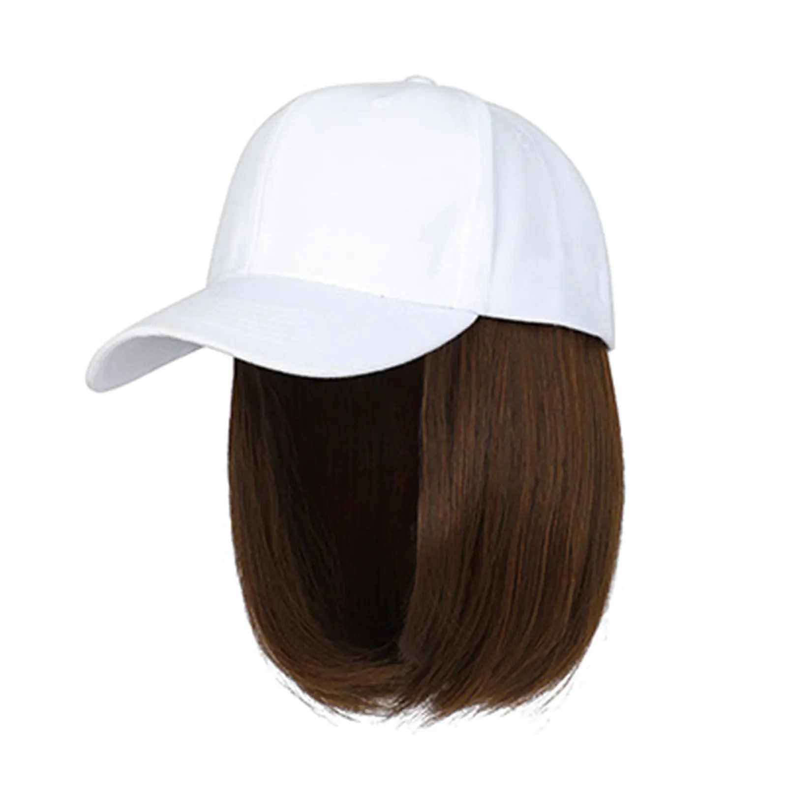 Synthetic Baseball Wig Bob Wig Black Hat Wigs Cap With Hair Naturally Connect Bob Hair Baseball Cap Adjustable