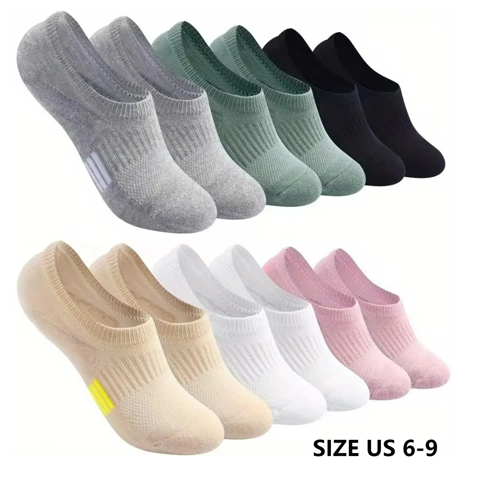 6Pairs No Show Socks Womens Cushioned Low Cut Athletic Hidden Liner for Sneakers Ankle Invisible Running Socks 6 Pairs