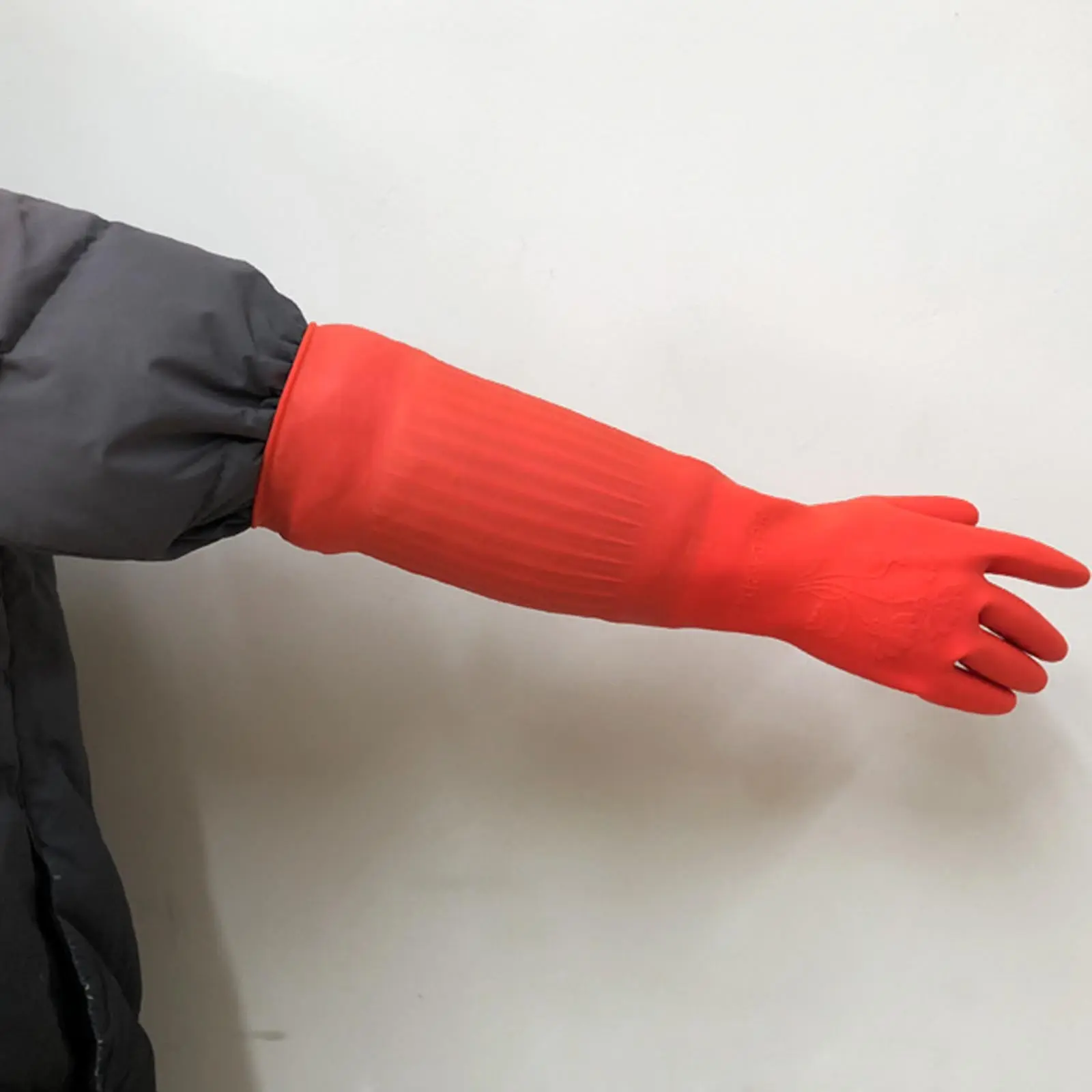 1pair Flexible Comfortable Rubber Clean Gloves Red Dish Washing Long Home Bathroom Cleaning Kitchen Accessories