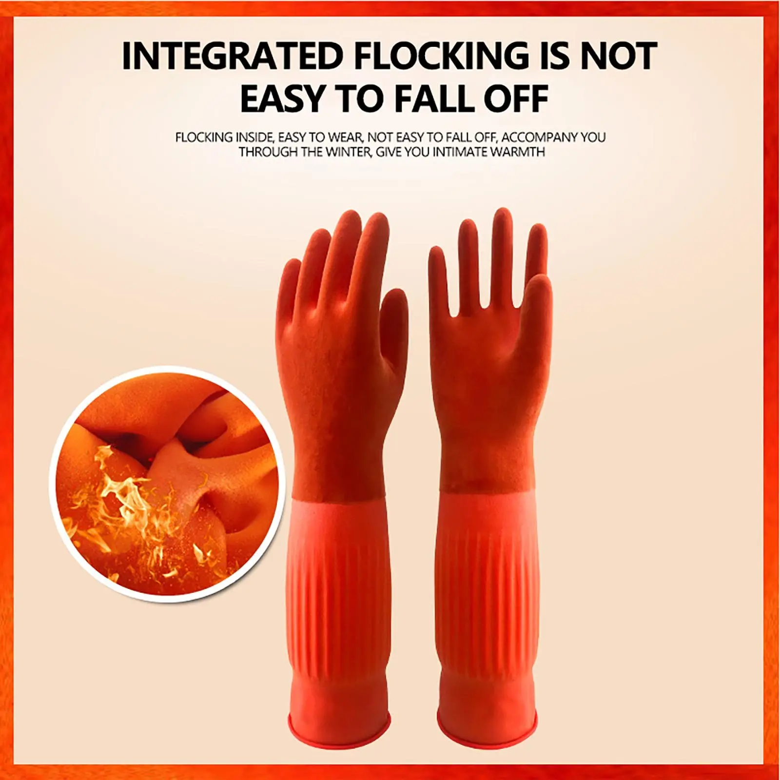 1pair Flexible Comfortable Rubber Clean Gloves Red Dish Washing Long Home Bathroom Cleaning Kitchen Accessories
