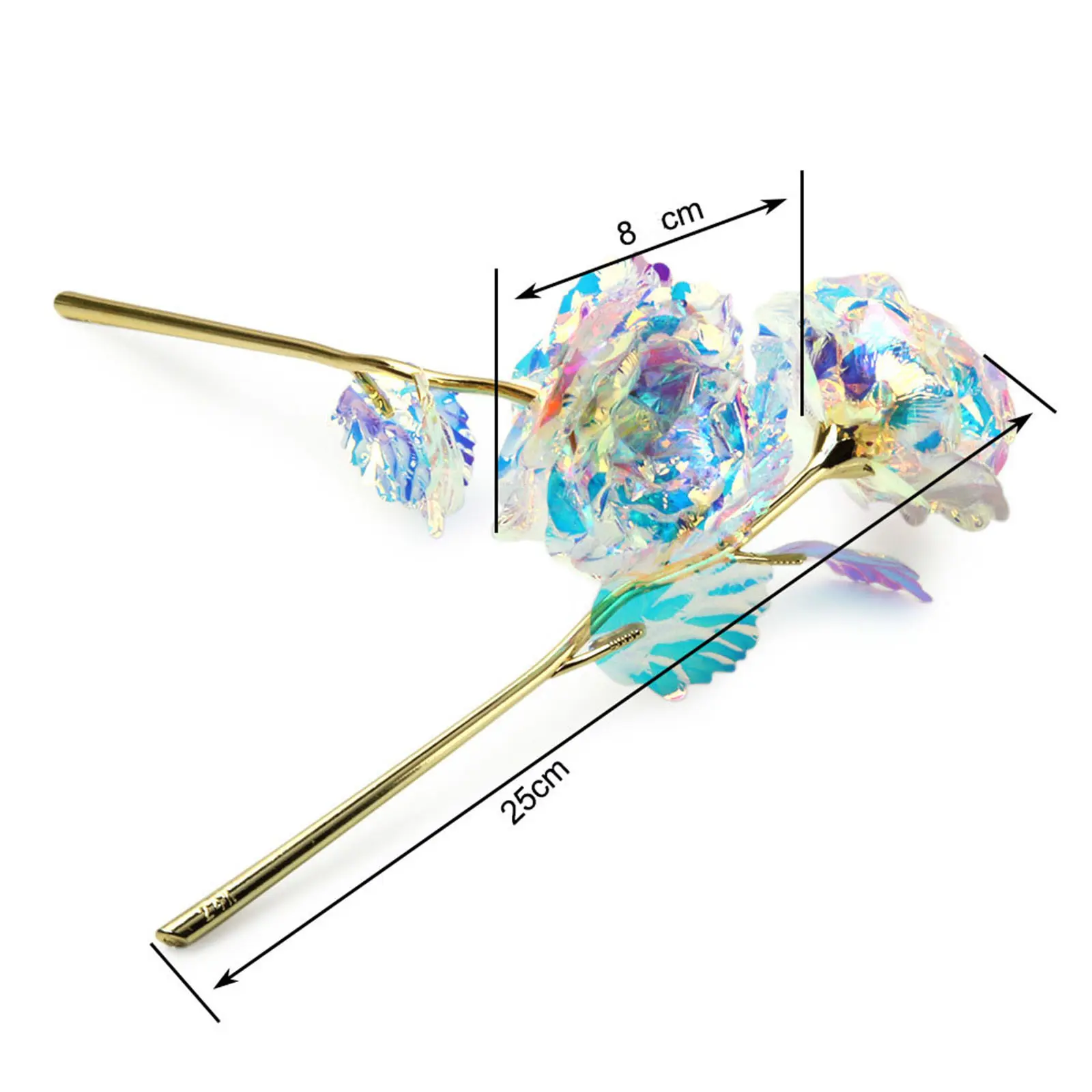 5pcs Colorful Luminous Rose Artificial Led Light Flower Gold Foil Rose Rainbow Simulation Bouquet Without Gift Colgifts For Girl