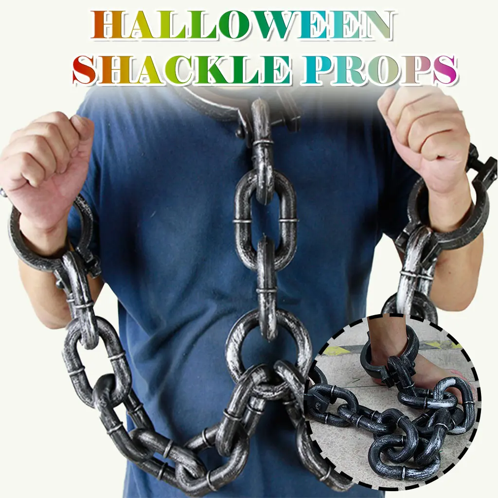 Halloween Performance Props Prisoner Wrist Shackles Prison Handcuffs Chain Links for Halloween Cosplay Costume Party Supplies