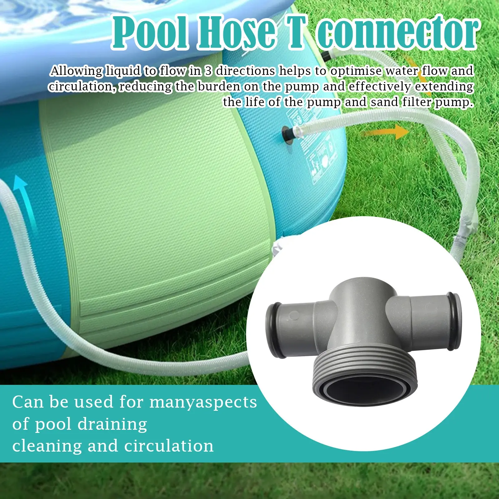 T Joint Filter Pump Garden Irrigation Water Hose Pipe Connectors Swimming Pool Pumps Straight Extension Joint Replacement