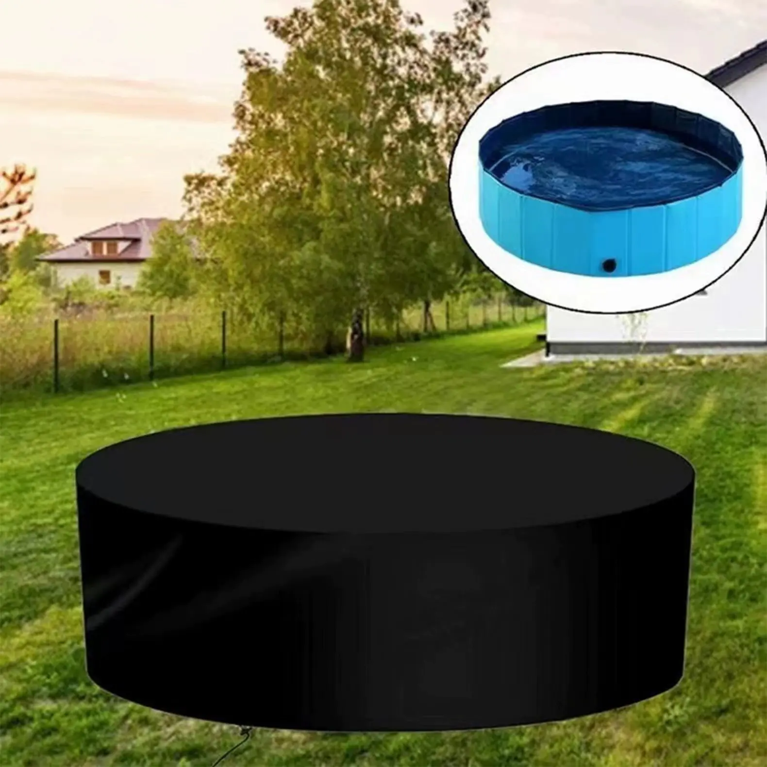 1 Pack 6 FT Round Pool Cover Pool Cover For Above Ground Pools Stock Tank Trampoline Waterproof And Dustproof Snowproof And