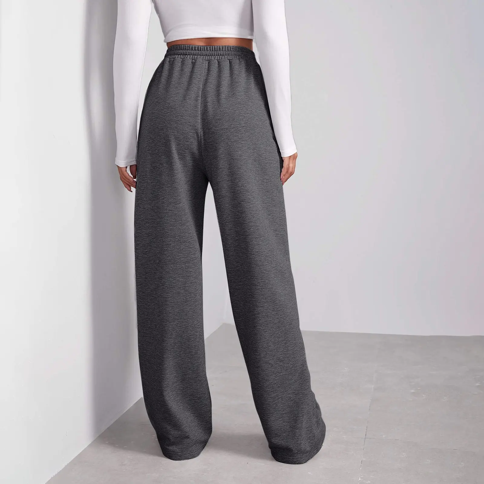 Wide Leg Pants For Women’s Fleece Lined Sweatpants Straight Pants Bottom All-Math Plain Fitness Joggers Pants Travel Basic