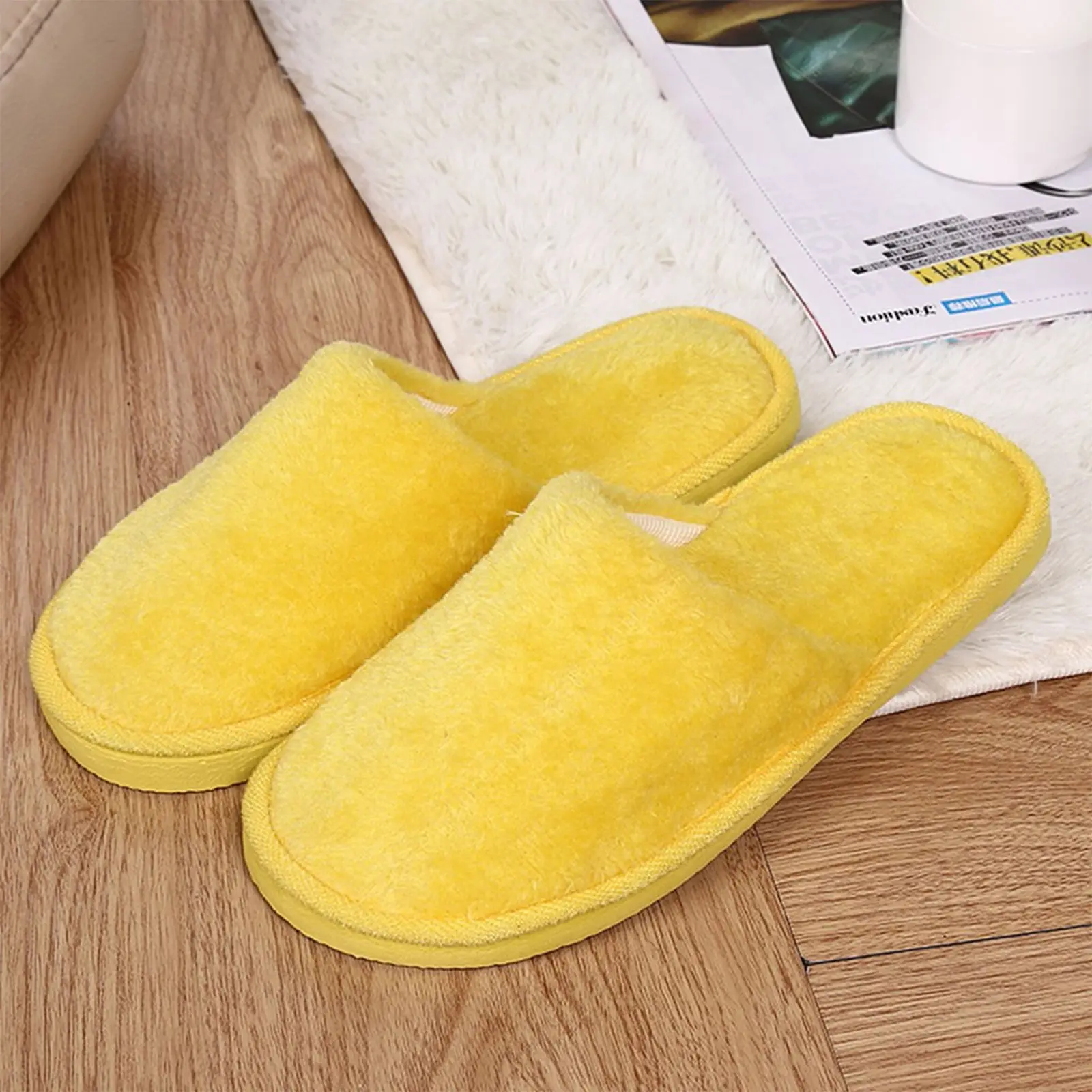 Women Home Slippers Autumn Winter Warm Furry Plush Shoes Indoor Bedroom Light EVA Couple Cotton Slipper Solid Soft Flip Flops