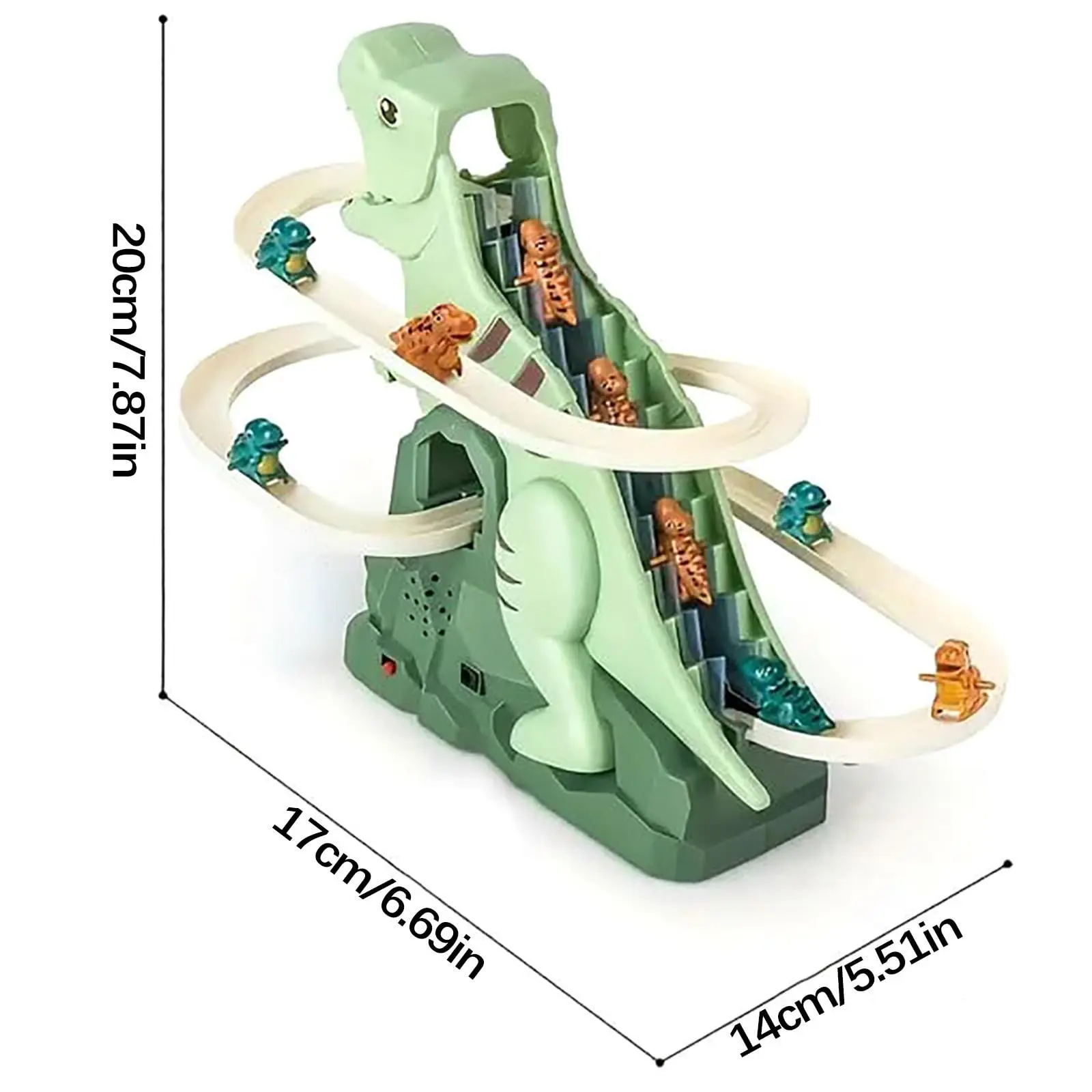 Toddler Dinosaur Climbing Slide Stairs Toy Race Track Game Set Electric Adventure Slide Roller Coaster with Light Music Kid Gift