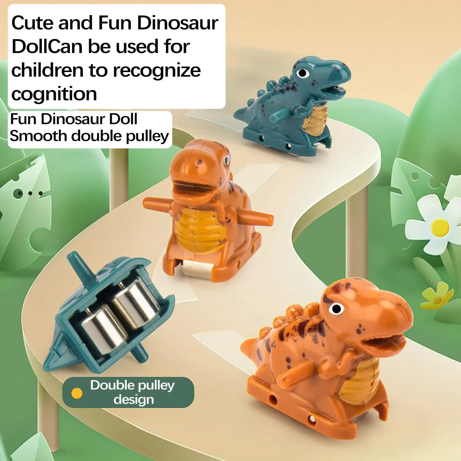 Toddler Dinosaur Climbing Slide Stairs Toy Race Track Game Set Electric Adventure Slide Roller Coaster with Light Music Kid Gift