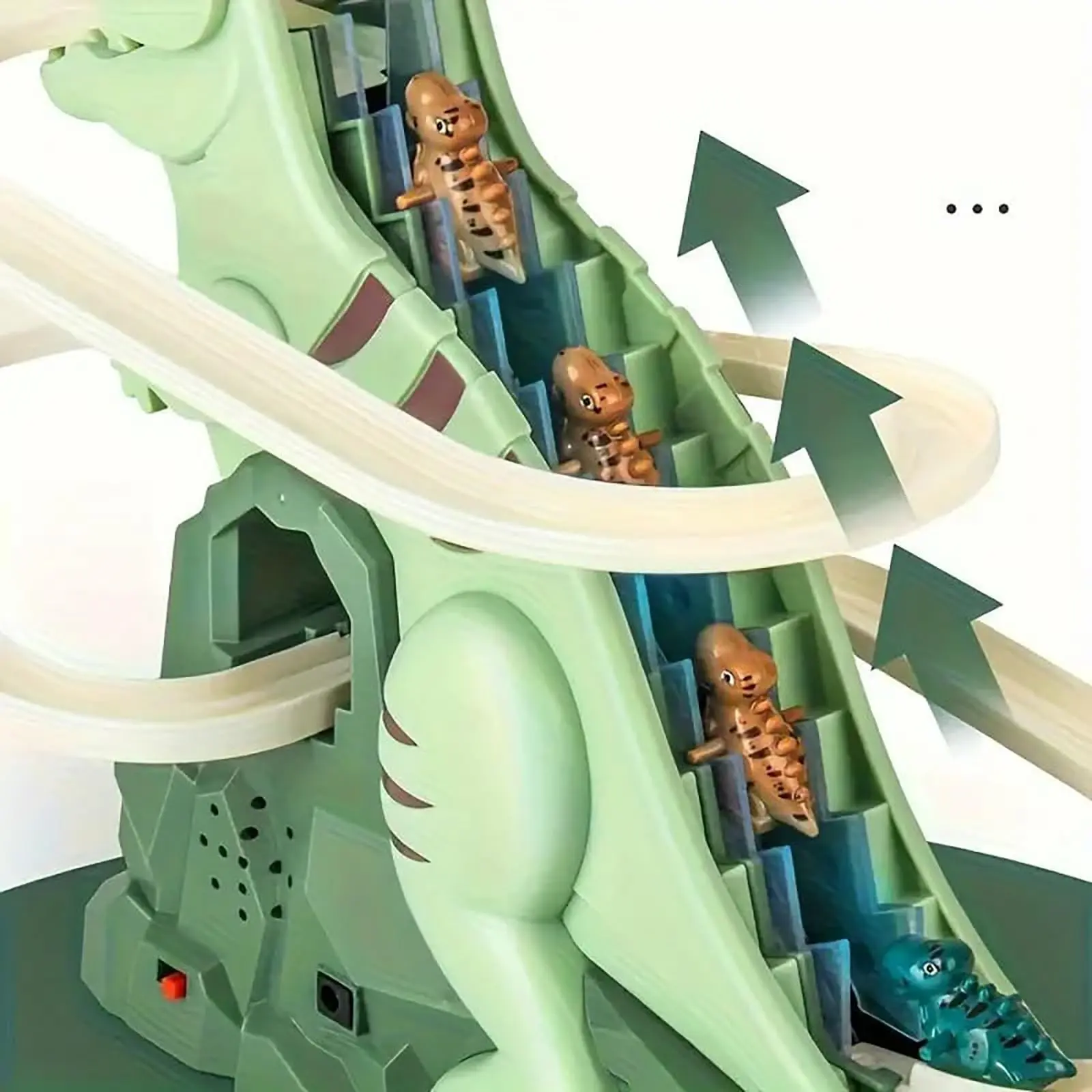 Toddler Dinosaur Climbing Slide Stairs Toy Race Track Game Set Electric Adventure Slide Roller Coaster with Light Music Kid Gift
