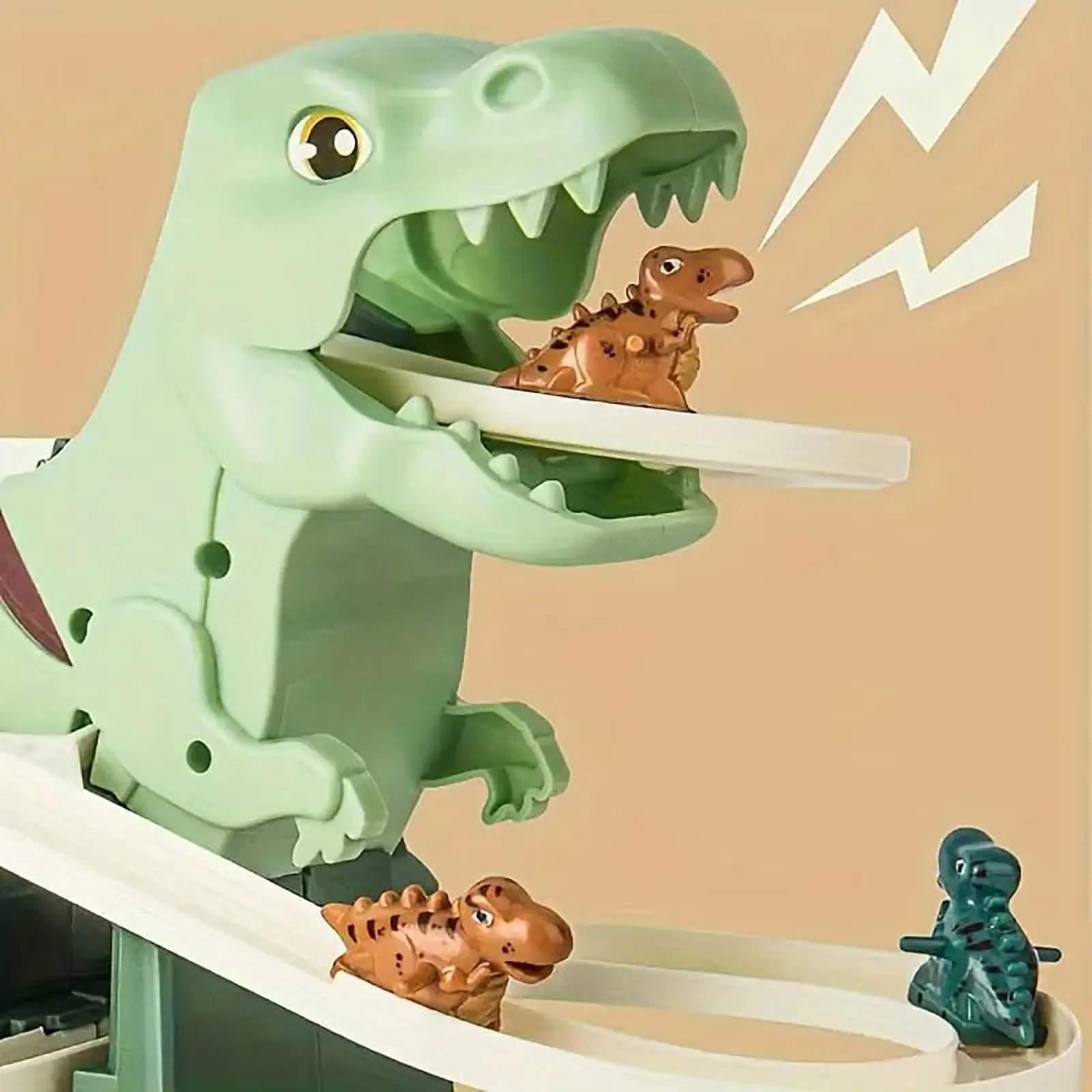 Toddler Dinosaur Climbing Slide Stairs Toy Race Track Game Set Electric Adventure Slide Roller Coaster with Light Music Kid Gift