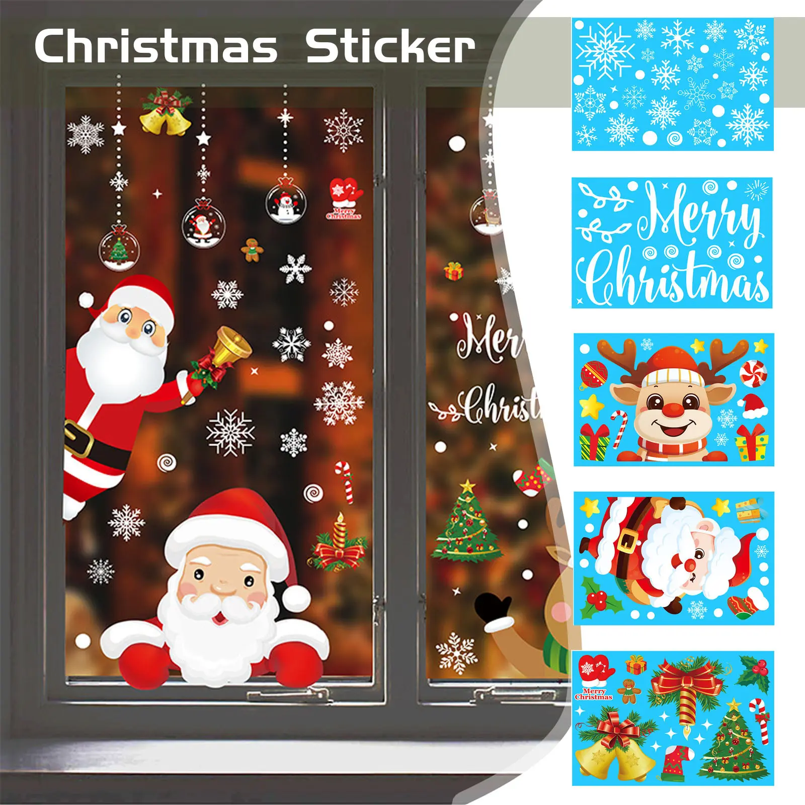 Christmas Stickers Electrostatic Glass Stickers Santa Claus Deer On Christmas Windows Walls Decor Xmas Gift Navidad DecoracióN