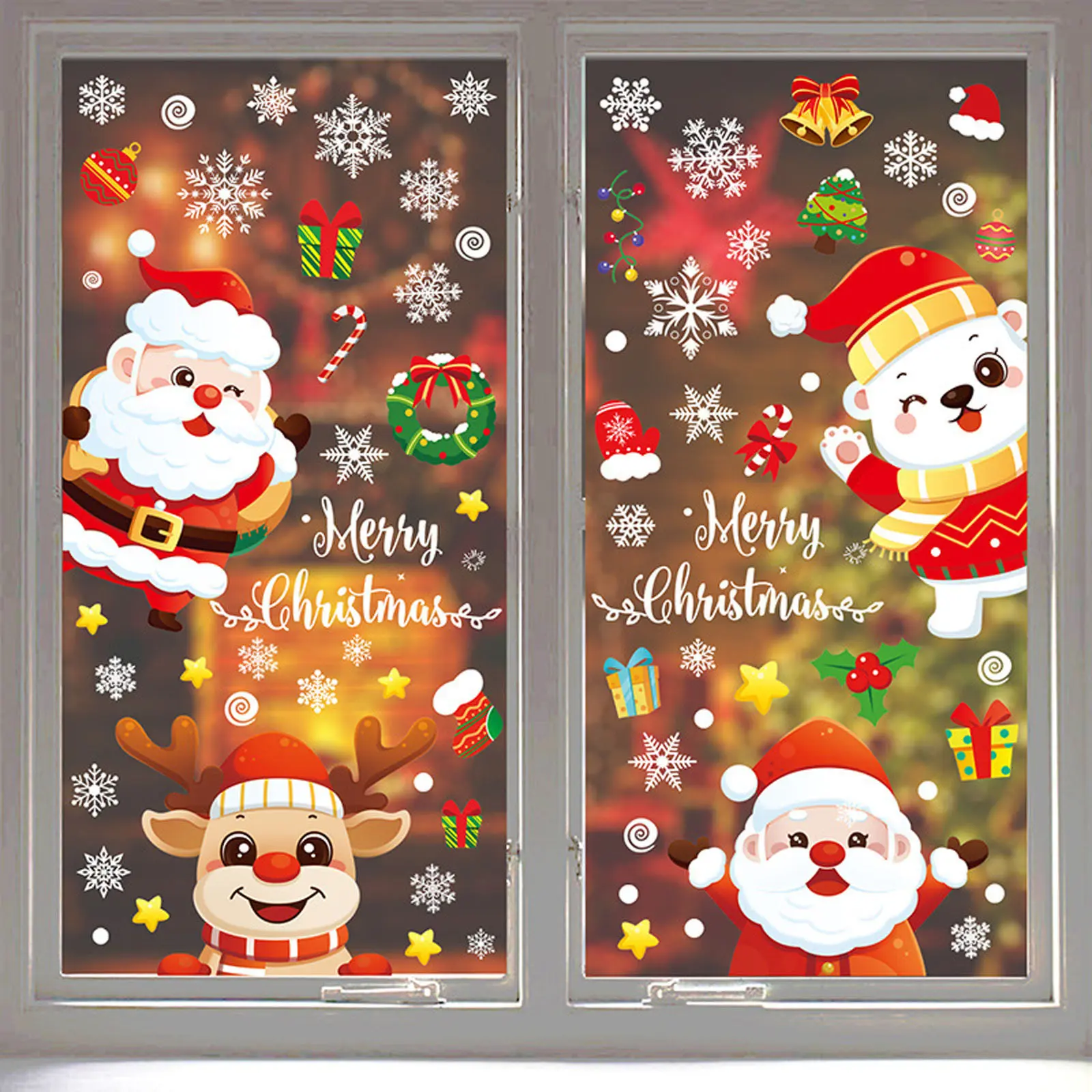Christmas Stickers Electrostatic Glass Stickers Santa Claus Deer On Christmas Windows Walls Decor Xmas Gift Navidad DecoracióN