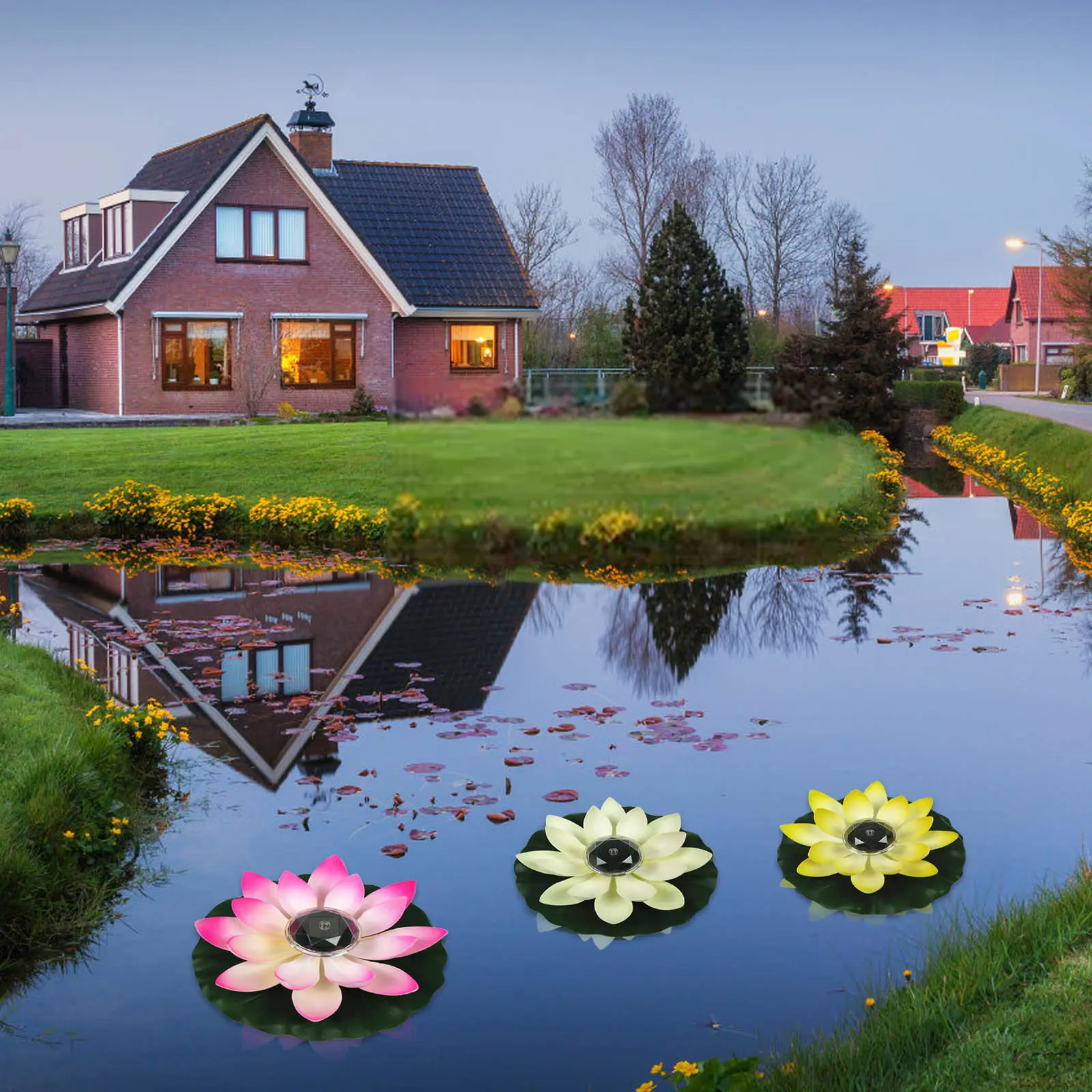 1pc Solar Floating Lotus Shape Water Surface Decor Fountain Decor Bird Bath Lotus Waterscape For Fish Tank Pool Pond Outdoor Gar