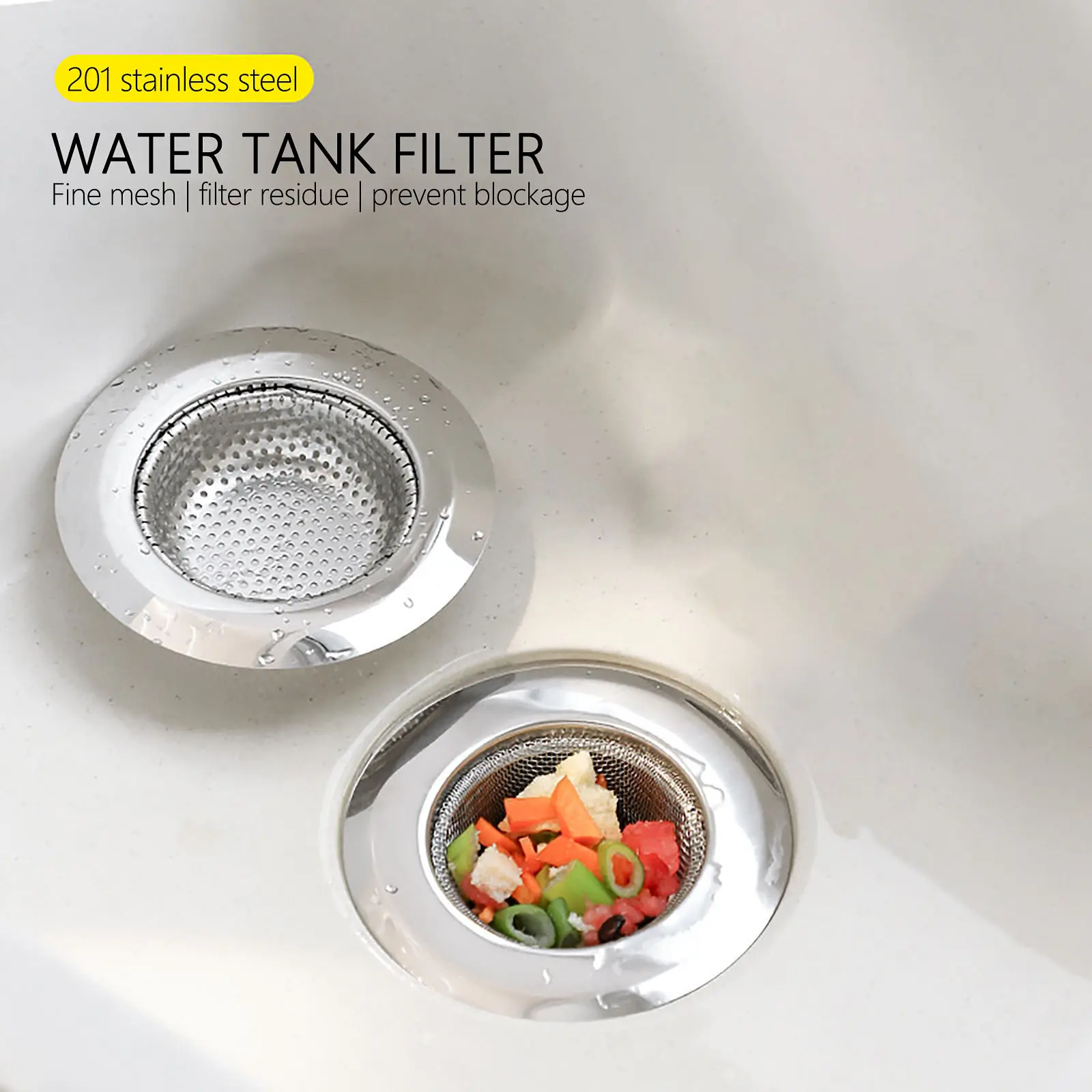 1PCS Kitchen Sink Filter Stainless Steel Mesh Sink Strainer Filter Bathroom Sink Strainer Drain Hole Filter Trap Waste Screen