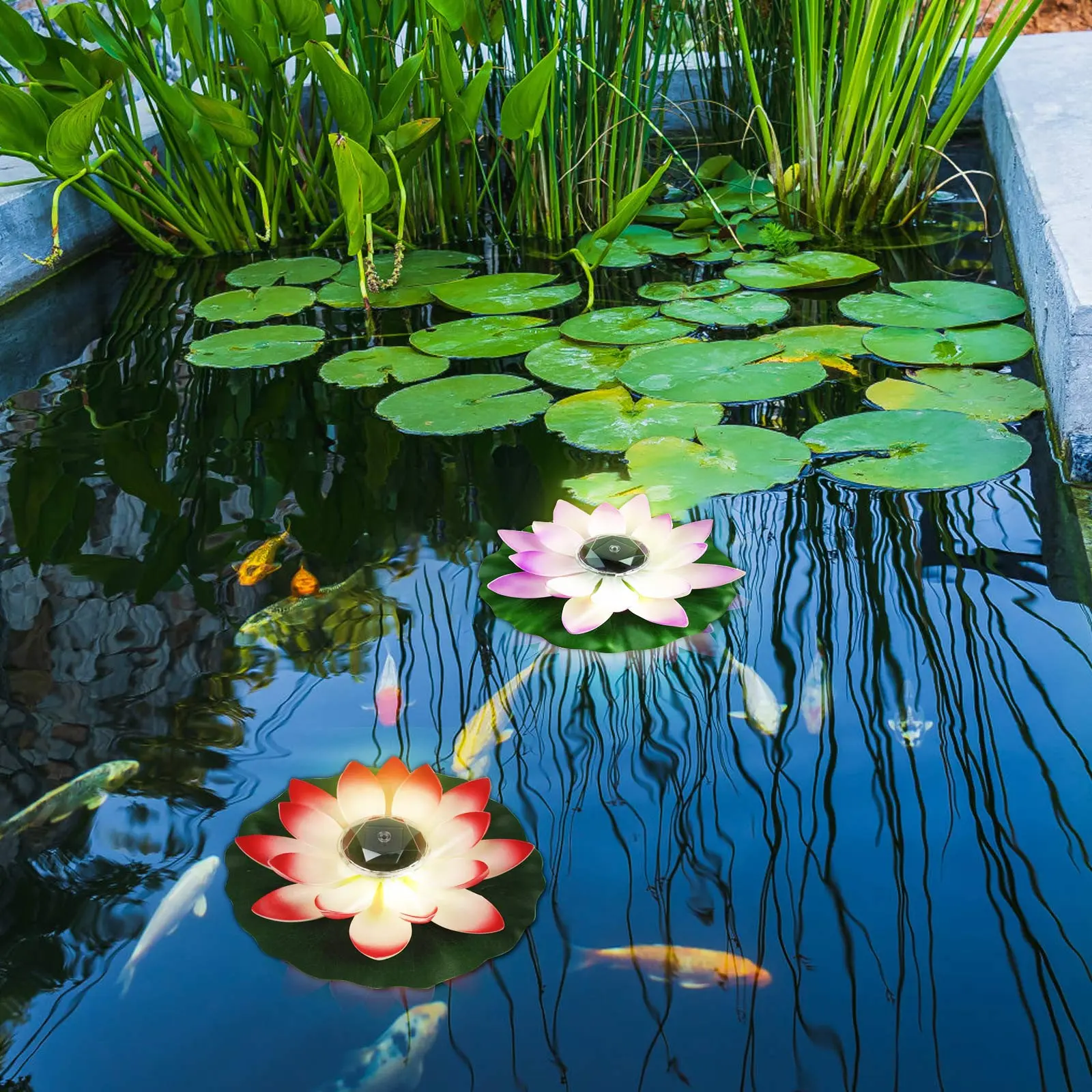 1pc Solar Floating Lotus Shape Water Surface Decor Fountain Decor Bird Bath Lotus Waterscape For Fish Tank Pool Pond Outdoor Gar