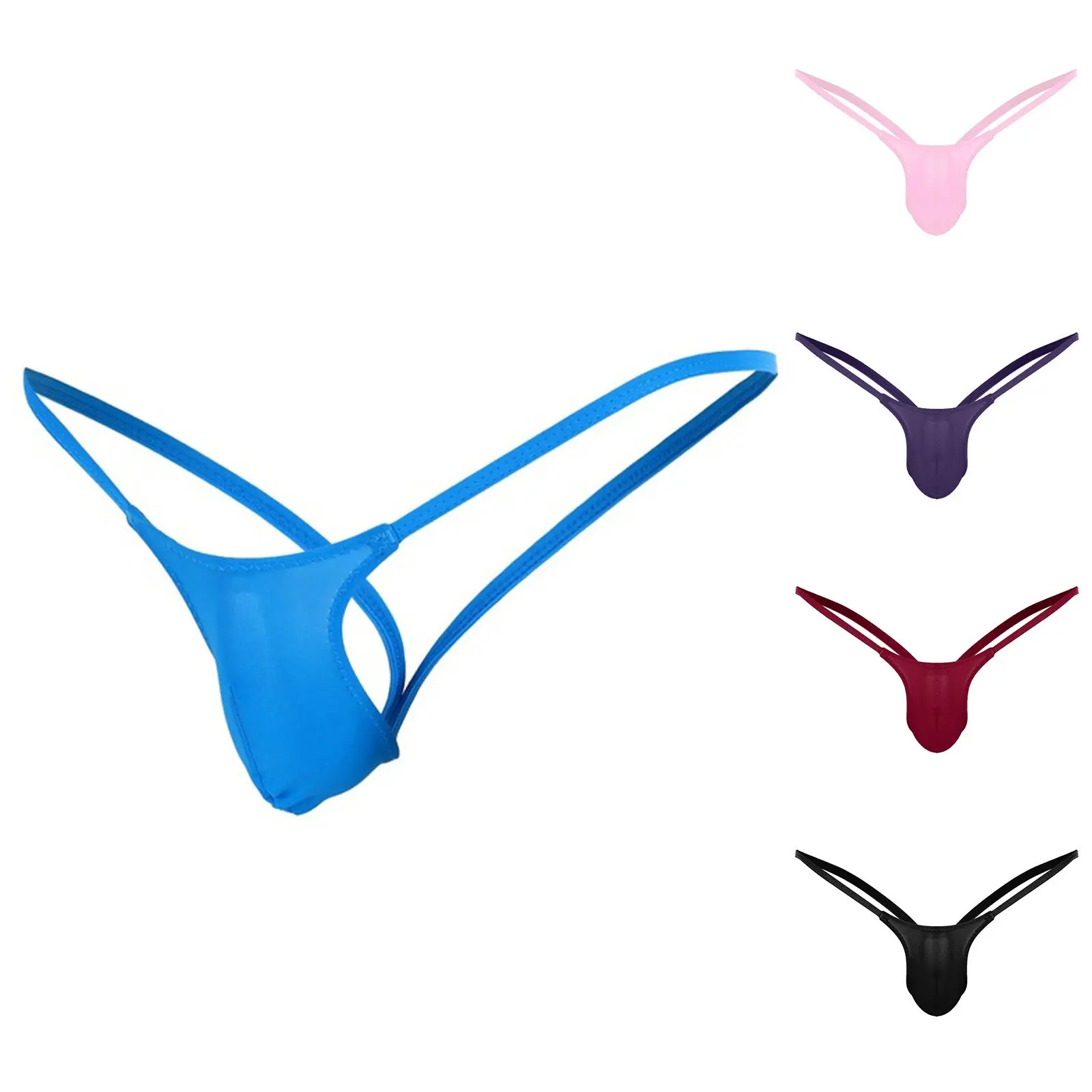 Sexy Men's Thongs Solid Color Sling Low-Rise T Shorts Thong Bulge Pouch Underwear Pump Man Soft Briefs G-string Panties