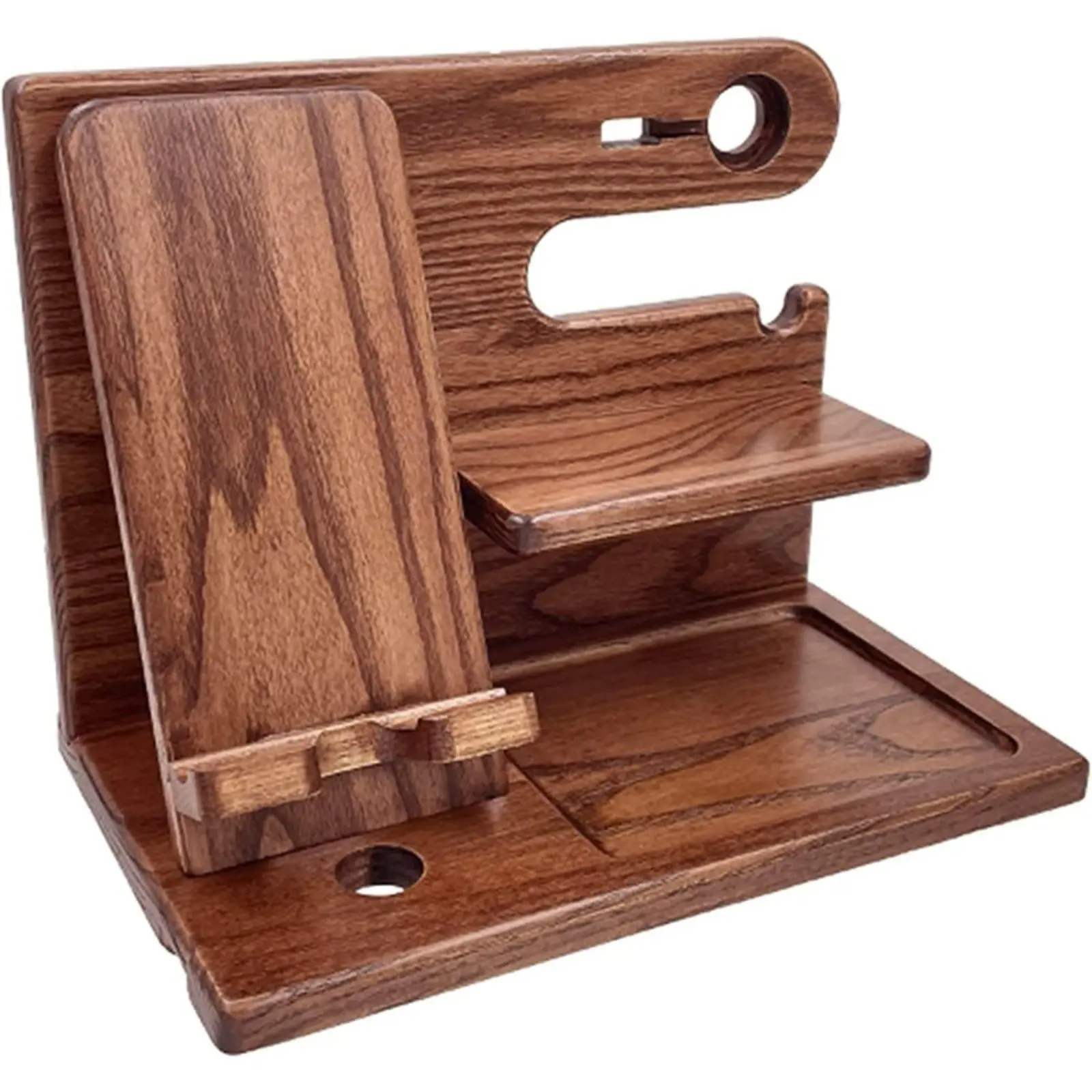 Wooden Mobile Phone Holder Desktop Storage Rack Multifunction Shelf Sundries Tray Charging Station Organizers Storage for Gift