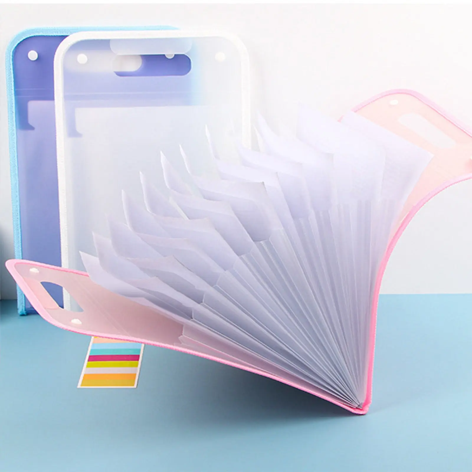 Pocket File Folders Portable A4 Letter Size Macaron Color Accordian Document Organizer for Classroom Office Home Storage