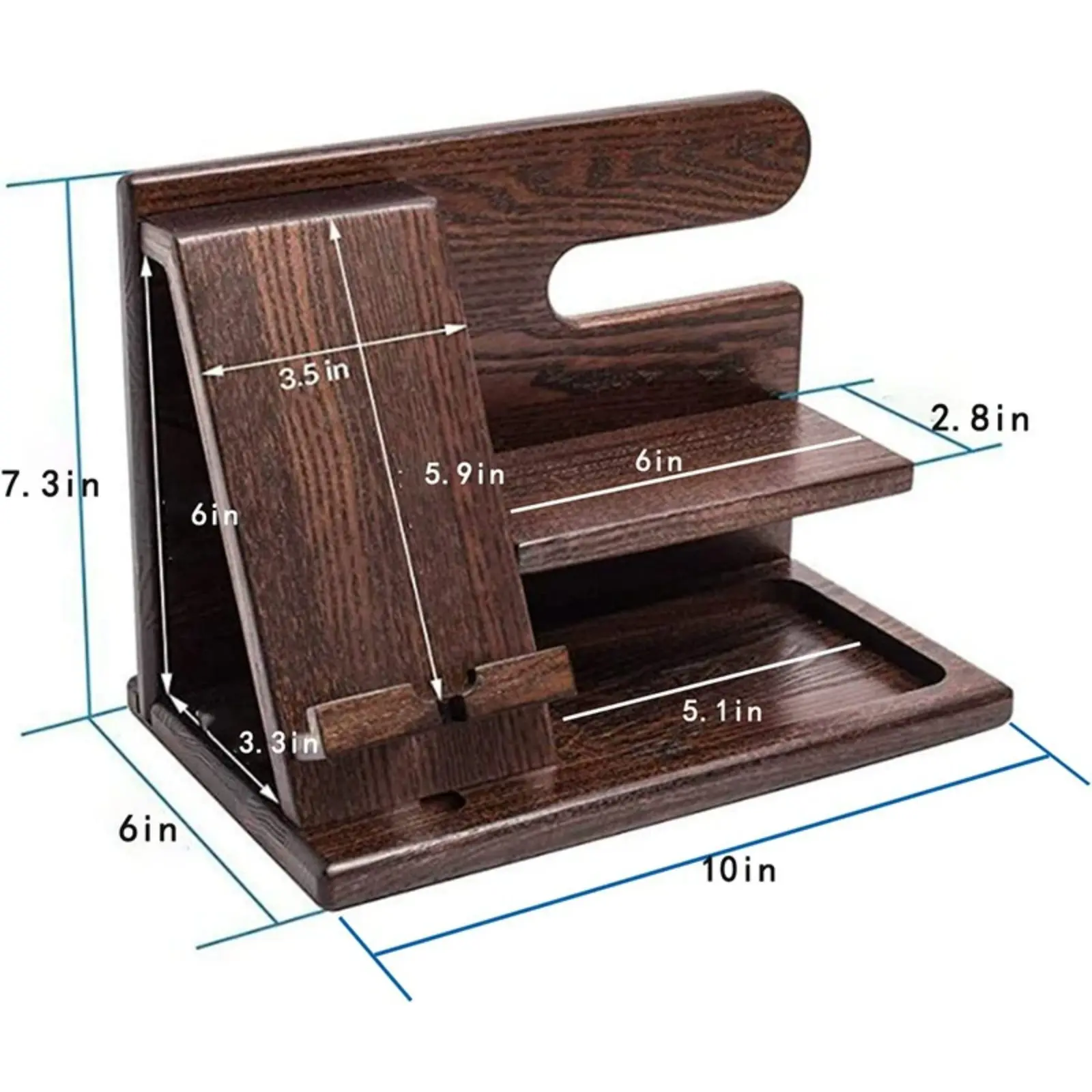 Wooden Mobile Phone Holder Desktop Storage Rack Multifunction Shelf Sundries Tray Charging Station Organizers Storage for Gift