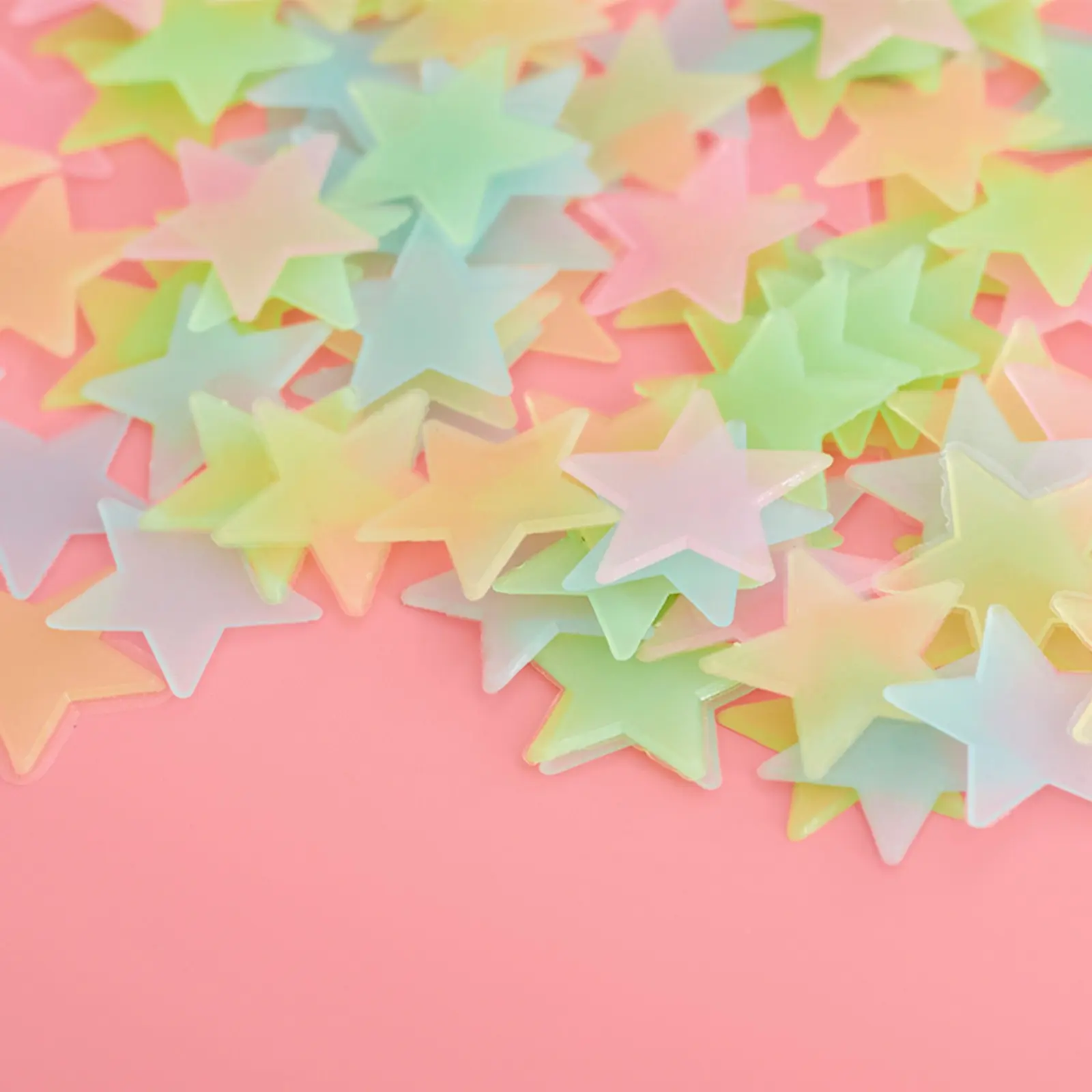 100pcs/lot 3D Ceiling Home Decor Stars Glow In The Dark Wall Stickers Energy Storage Stars For Kids Baby Room Bedroom