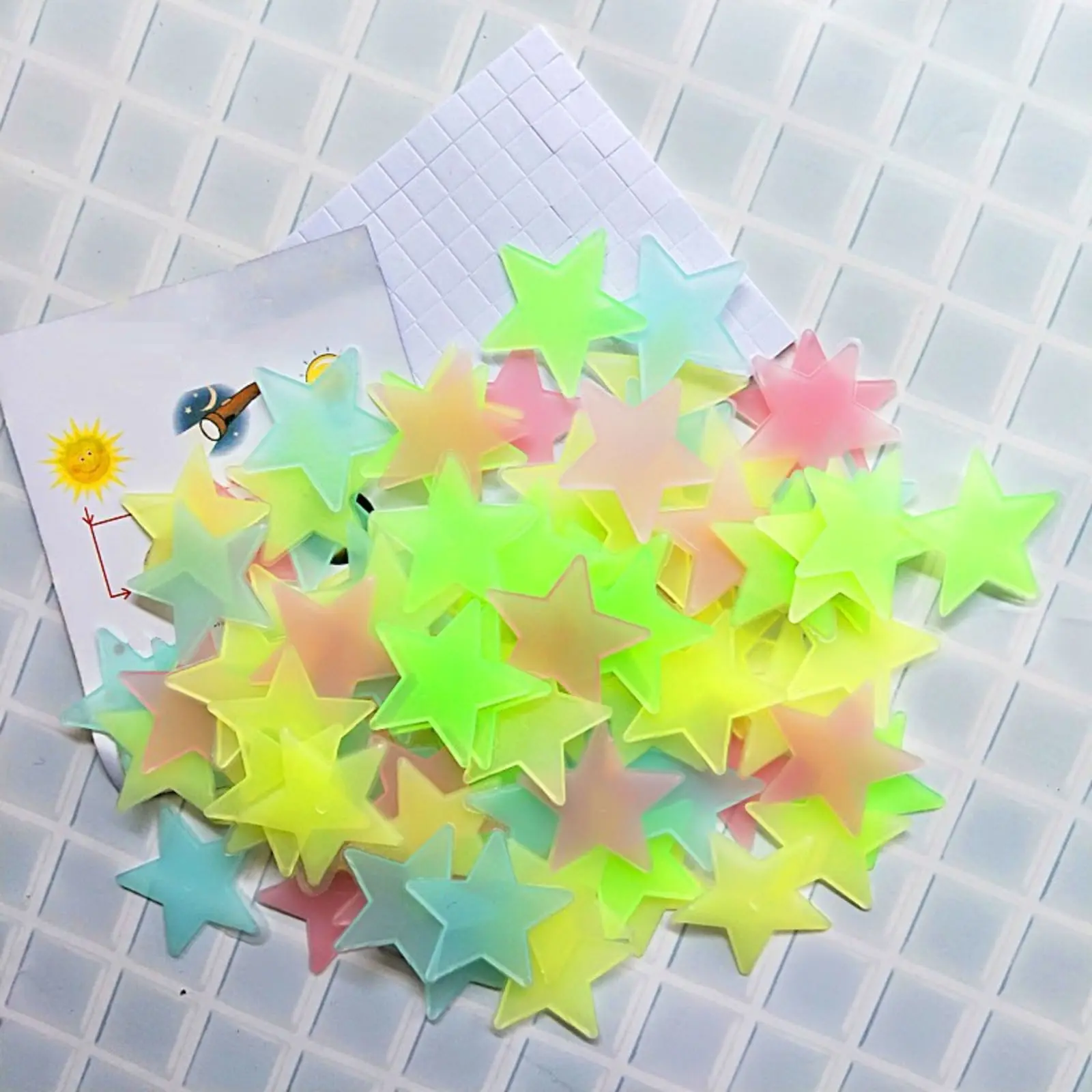 100pcs/lot 3D Ceiling Home Decor Stars Glow In The Dark Wall Stickers Energy Storage Stars For Kids Baby Room Bedroom